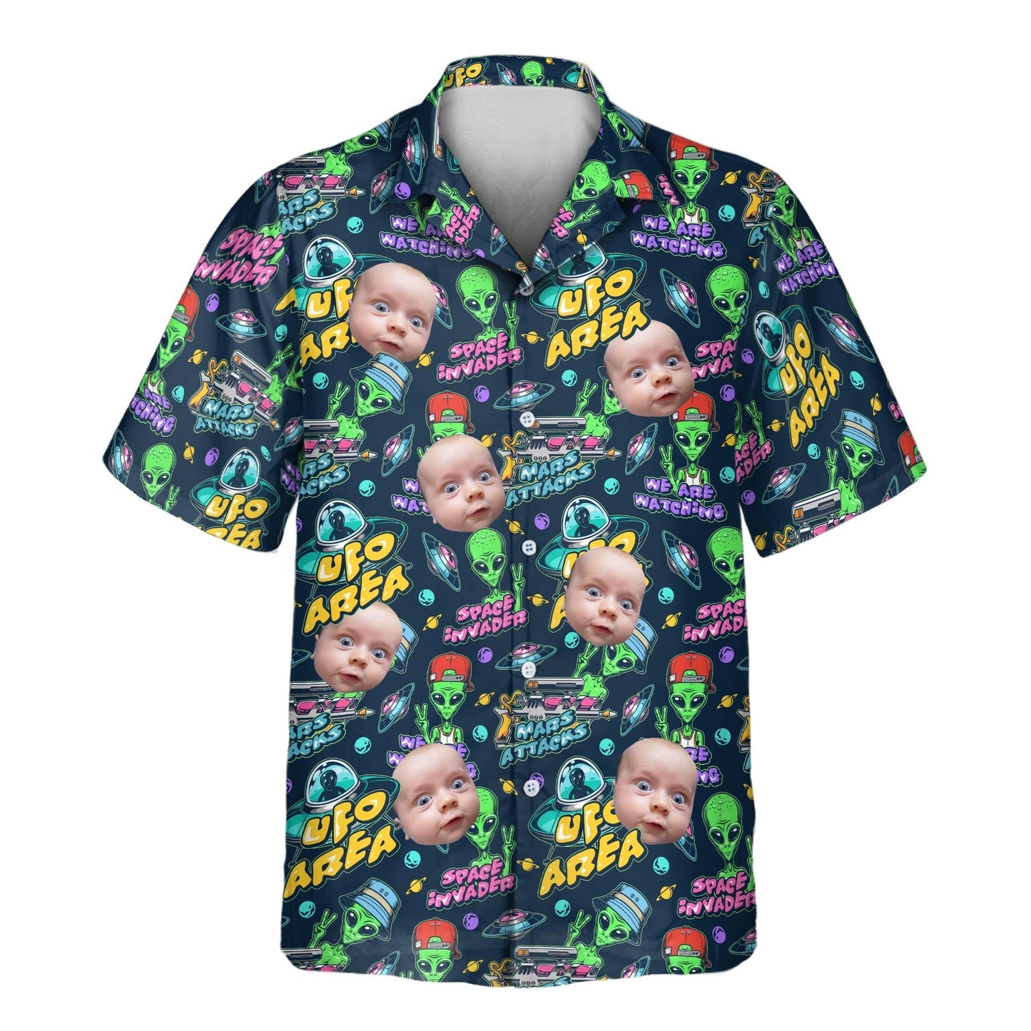 Alien Invasion | Aloha Custom Hawaiian Shirts with Faces or Logos Unisex T-shirt, Sweatshirt, Hoodie, Long Sleeve Tee - T-Shirt, Sweatshirt, Hoodie