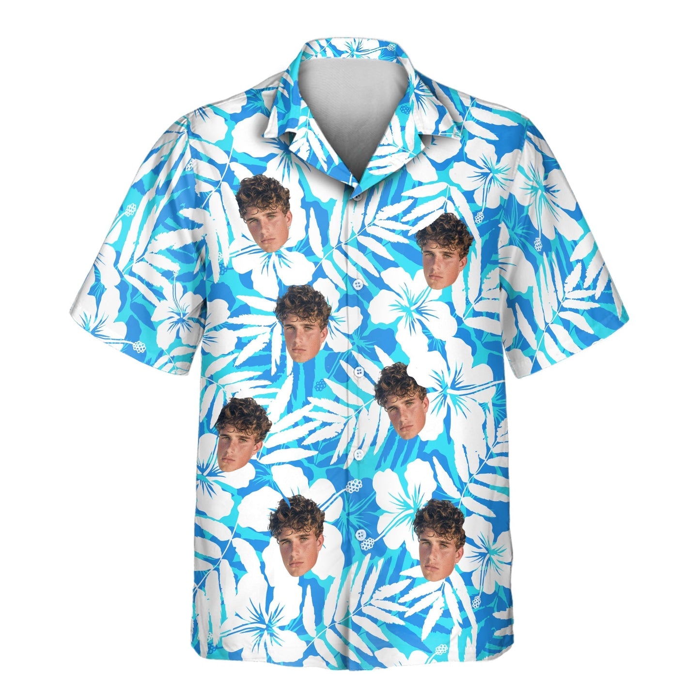 Blue Hibiscus Breeze | Aloha Custom Hawaiian Shirts with Faces or Logos Unisex T-shirt, Sweatshirt, Hoodie, Long Sleeve Tee - T-Shirt, Sweatshirt, Hoodie