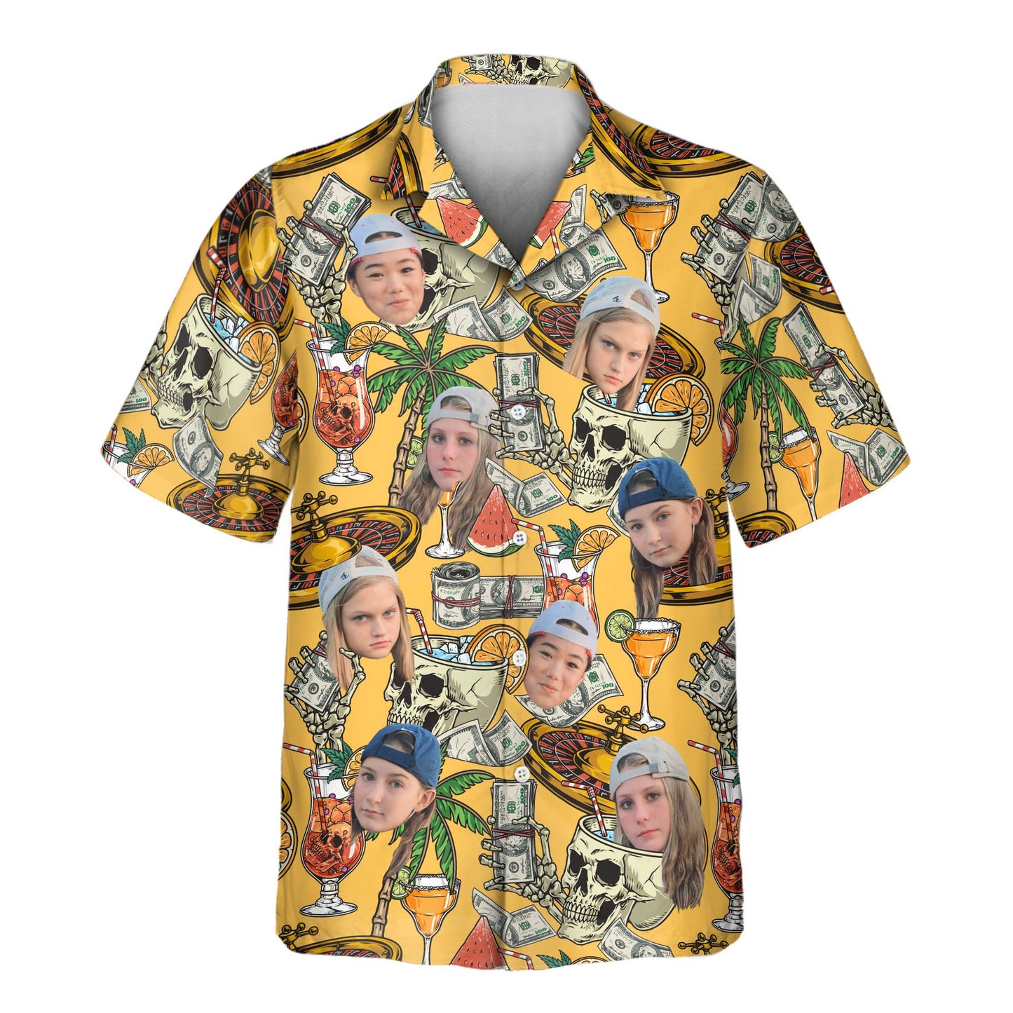 Casino Jackpot | Aloha Custom Hawaiian Shirts with Faces or Logos Unisex T-shirt, Sweatshirt, Hoodie, Long Sleeve Tee - T-Shirt, Sweatshirt, Hoodie