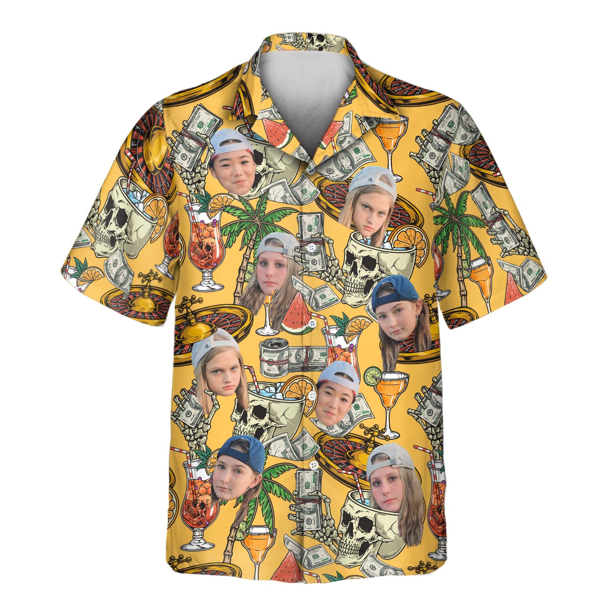 Casino Jackpot | Aloha Custom Hawaiian Shirts with Faces or Logos Unisex T-shirt, Sweatshirt, Hoodie, Long Sleeve Tee - T-Shirt, Sweatshirt, Hoodie