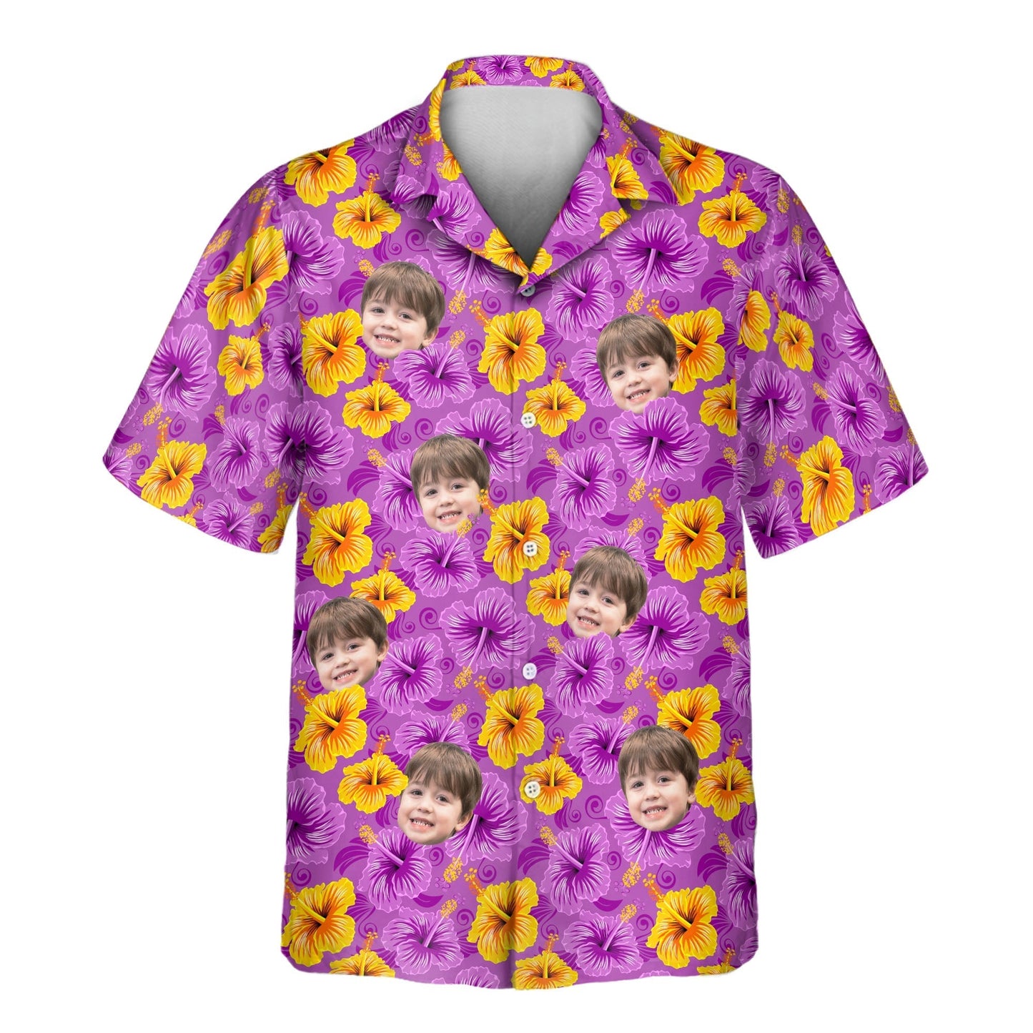 Enchanted Hibiscus Garden | Aloha Custom Hawaiian Shirts with Faces or Logos Unisex T-shirt, Sweatshirt, Hoodie, Long Sleeve Tee - T-Shirt, Sweatshirt, Hoodie