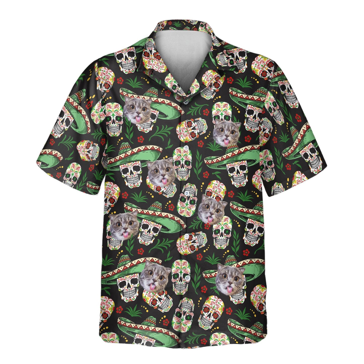 Fiesta Skull Vibes | Aloha Custom Hawaiian Shirts with Faces or Logos Unisex T-shirt, Sweatshirt, Hoodie, Long Sleeve Tee - T-Shirt, Sweatshirt, Hoodie