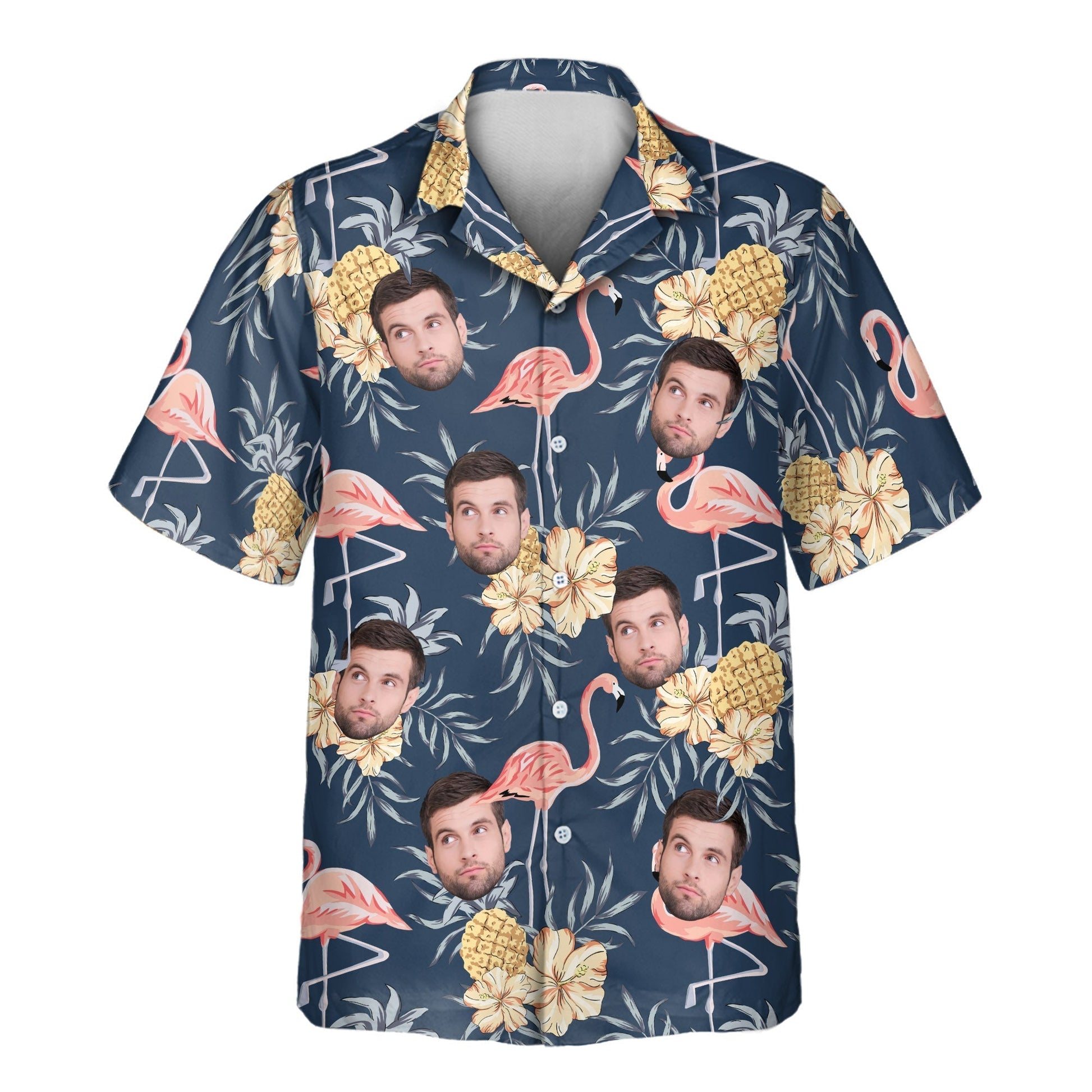 Flamingo & Pineapple Paradise | Aloha Custom Hawaiian Shirts with Faces or Logos Unisex T-shirt, Sweatshirt, Hoodie, Long Sleeve Tee - T-Shirt, Sweatshirt, Hoodie