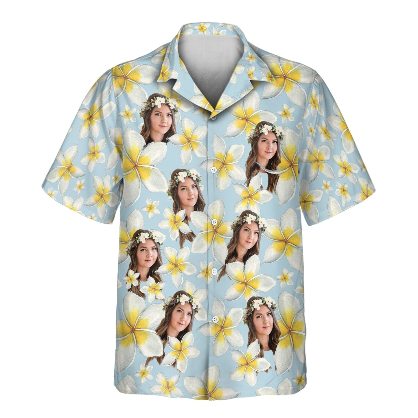 Frangipani Paradise | Aloha Custom Hawaiian Shirts with Faces or Logos Unisex T-shirt, Sweatshirt, Hoodie, Long Sleeve Tee - T-Shirt, Sweatshirt, Hoodie