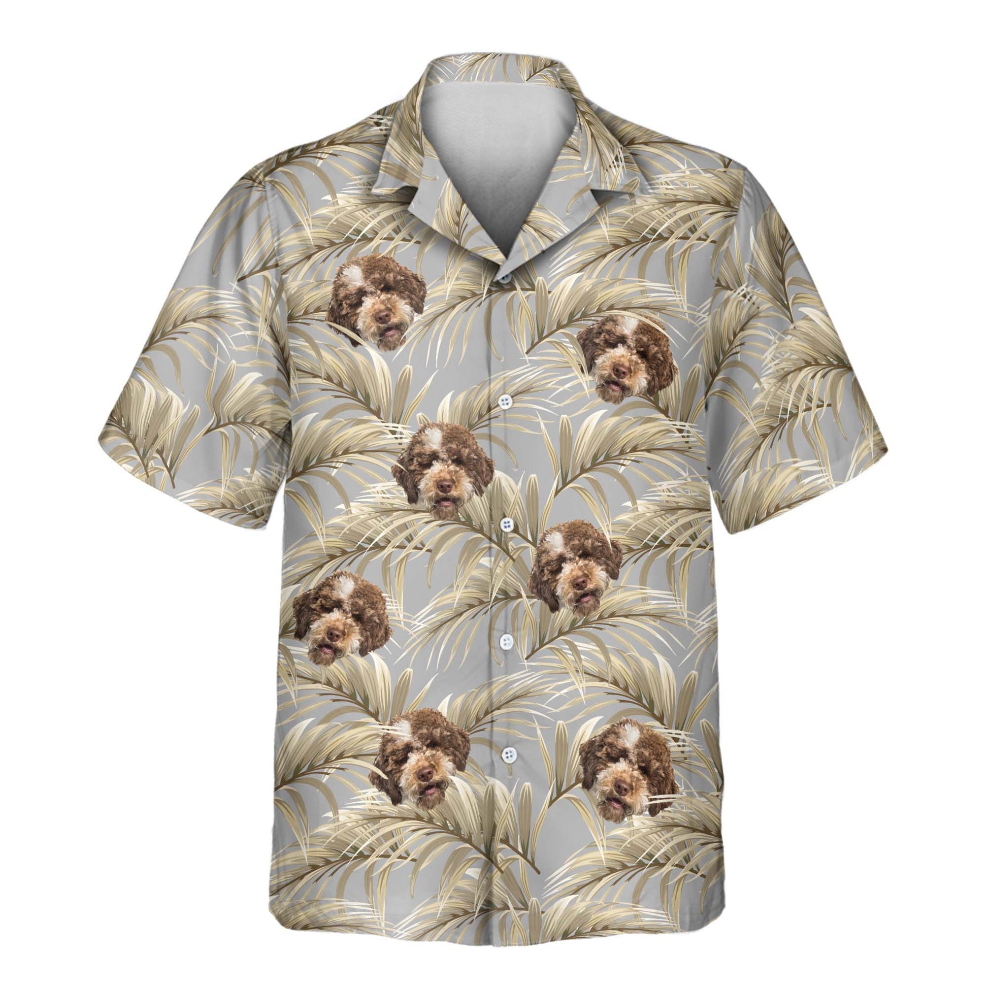 Golden Palm Leaves | Aloha Custom Hawaiian Shirts with Faces or Logos Unisex T-shirt, Sweatshirt, Hoodie, Long Sleeve Tee - T-Shirt, Sweatshirt, Hoodie