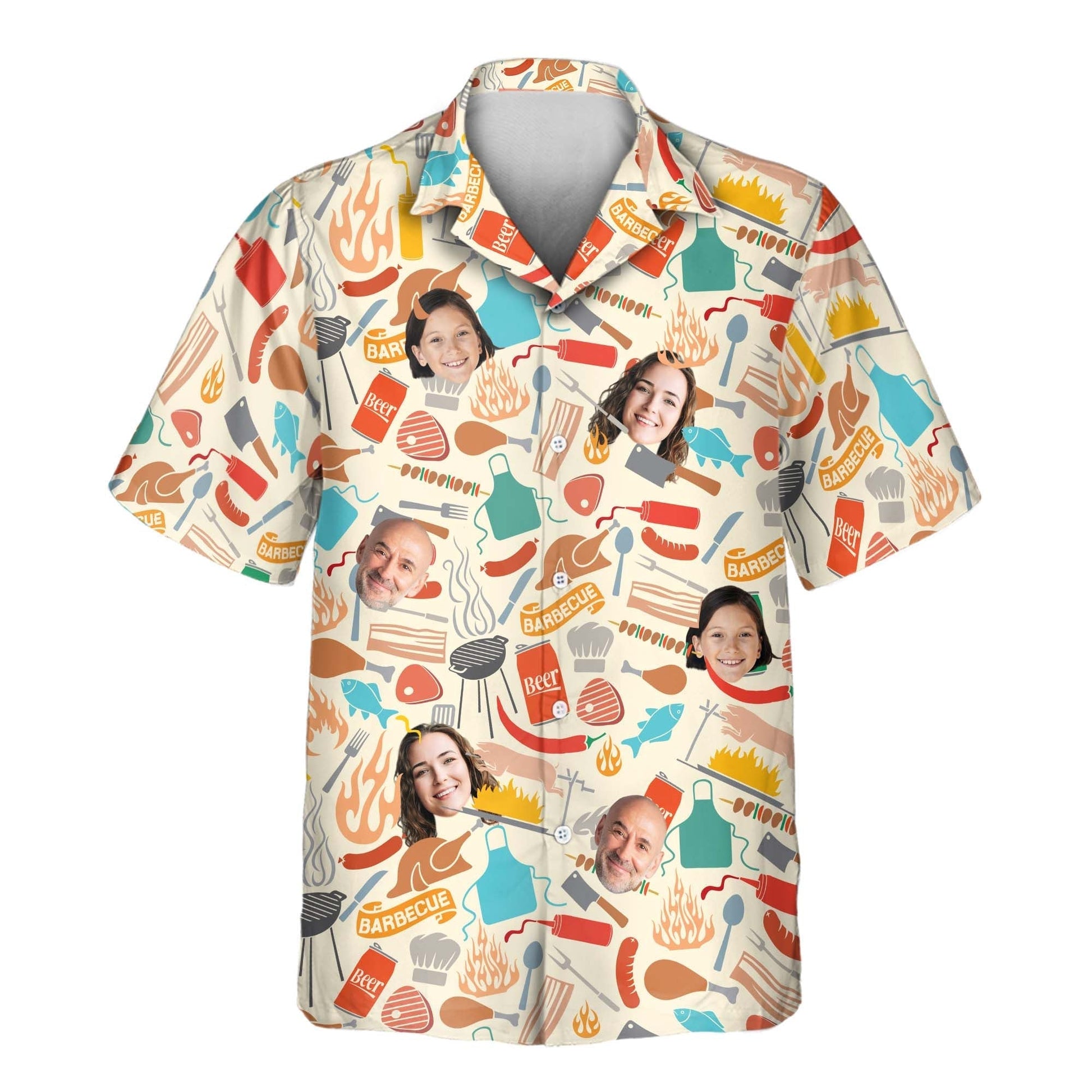 Grill Master Party | Aloha Custom Hawaiian Shirts with Faces or Logos Unisex T-shirt, Sweatshirt, Hoodie, Long Sleeve Tee - T-Shirt, Sweatshirt, Hoodie