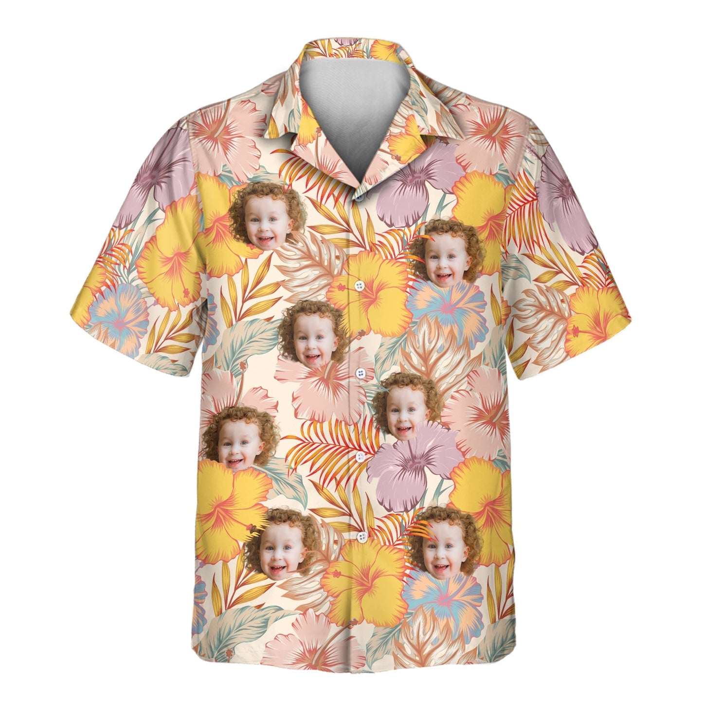 Hibiscus Summer | Aloha Custom Hawaiian Shirts with Faces or Logos Unisex T-shirt, Sweatshirt, Hoodie, Long Sleeve Tee - T-Shirt, Sweatshirt, Hoodie