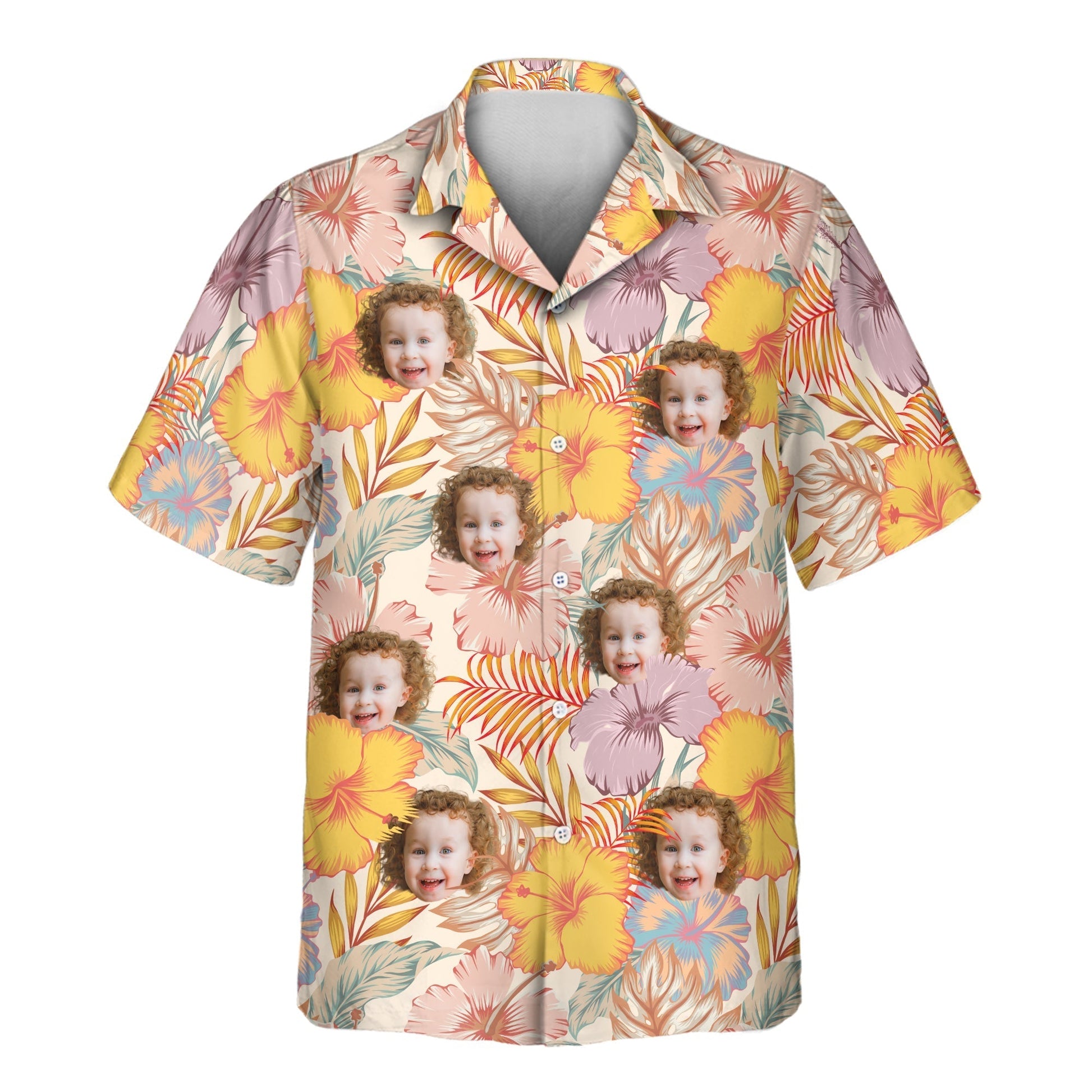 Hibiscus Summer | Aloha Custom Hawaiian Shirts with Faces or Logos Unisex T-shirt, Sweatshirt, Hoodie, Long Sleeve Tee - T-Shirt, Sweatshirt, Hoodie