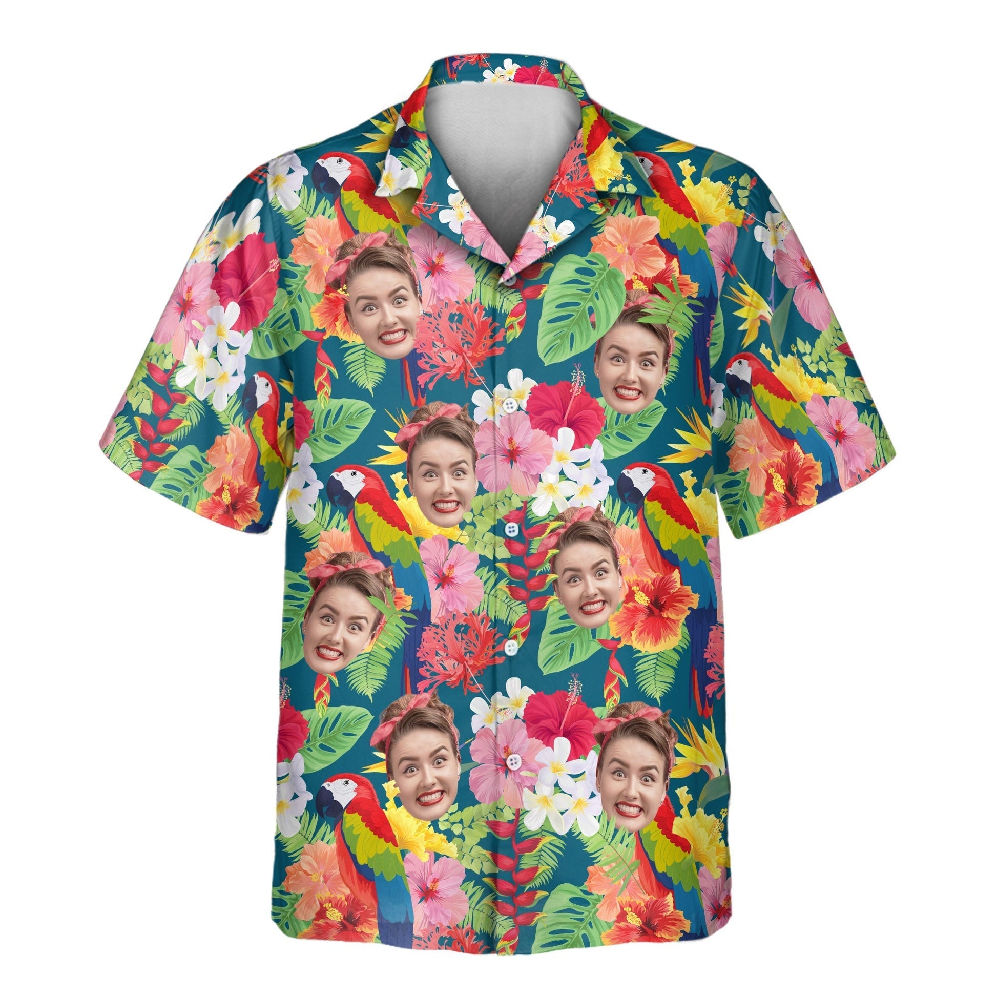 Macaw Jungle Vibes | Aloha Custom Hawaiian Shirts with Faces or Logos Unisex T-shirt, Sweatshirt, Hoodie, Long Sleeve Tee - T-Shirt, Sweatshirt, Hoodie