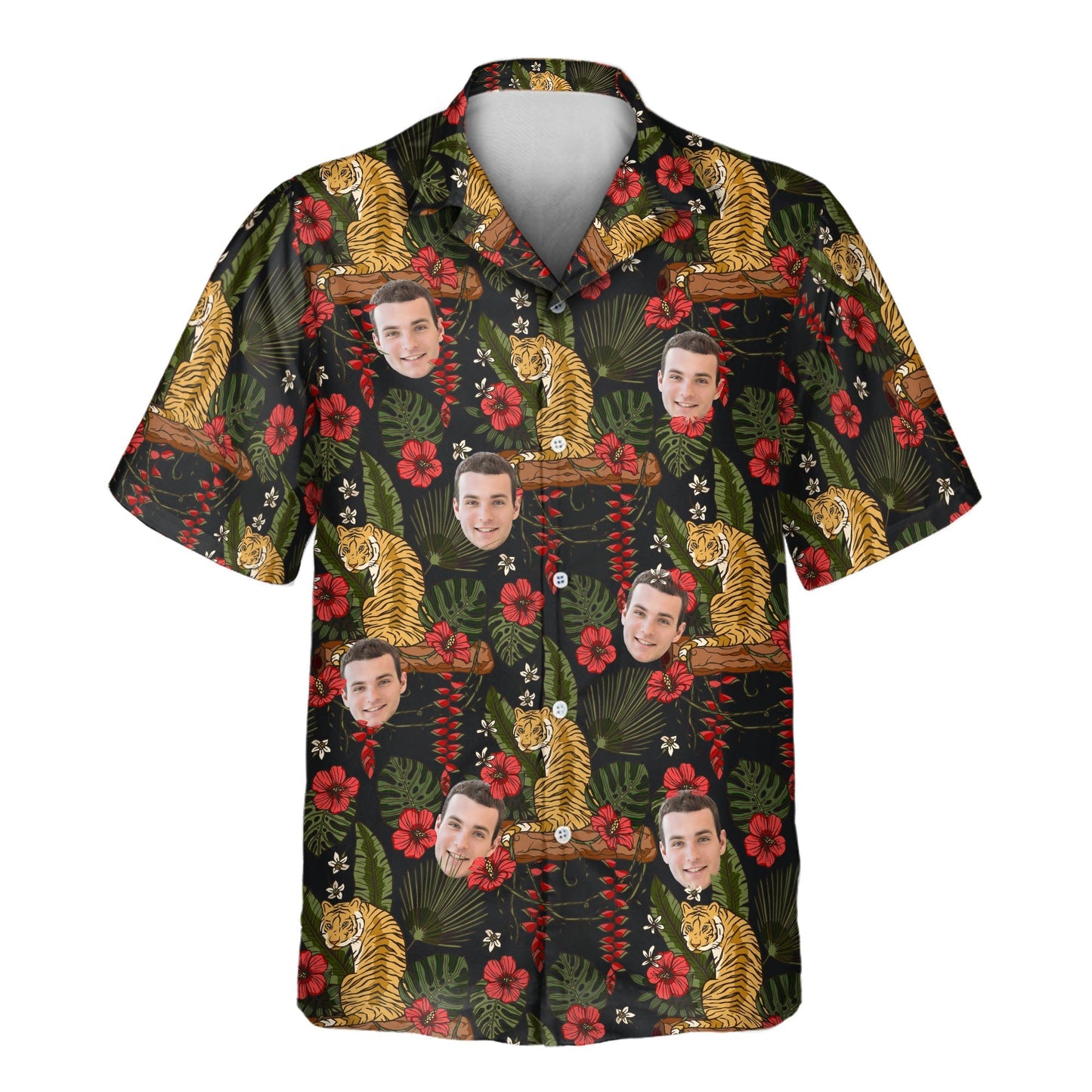 Majestic Jungle Tiger | Aloha Custom Hawaiian Shirts with Faces or Logos Unisex T-shirt, Sweatshirt, Hoodie, Long Sleeve Tee - T-Shirt, Sweatshirt, Hoodie