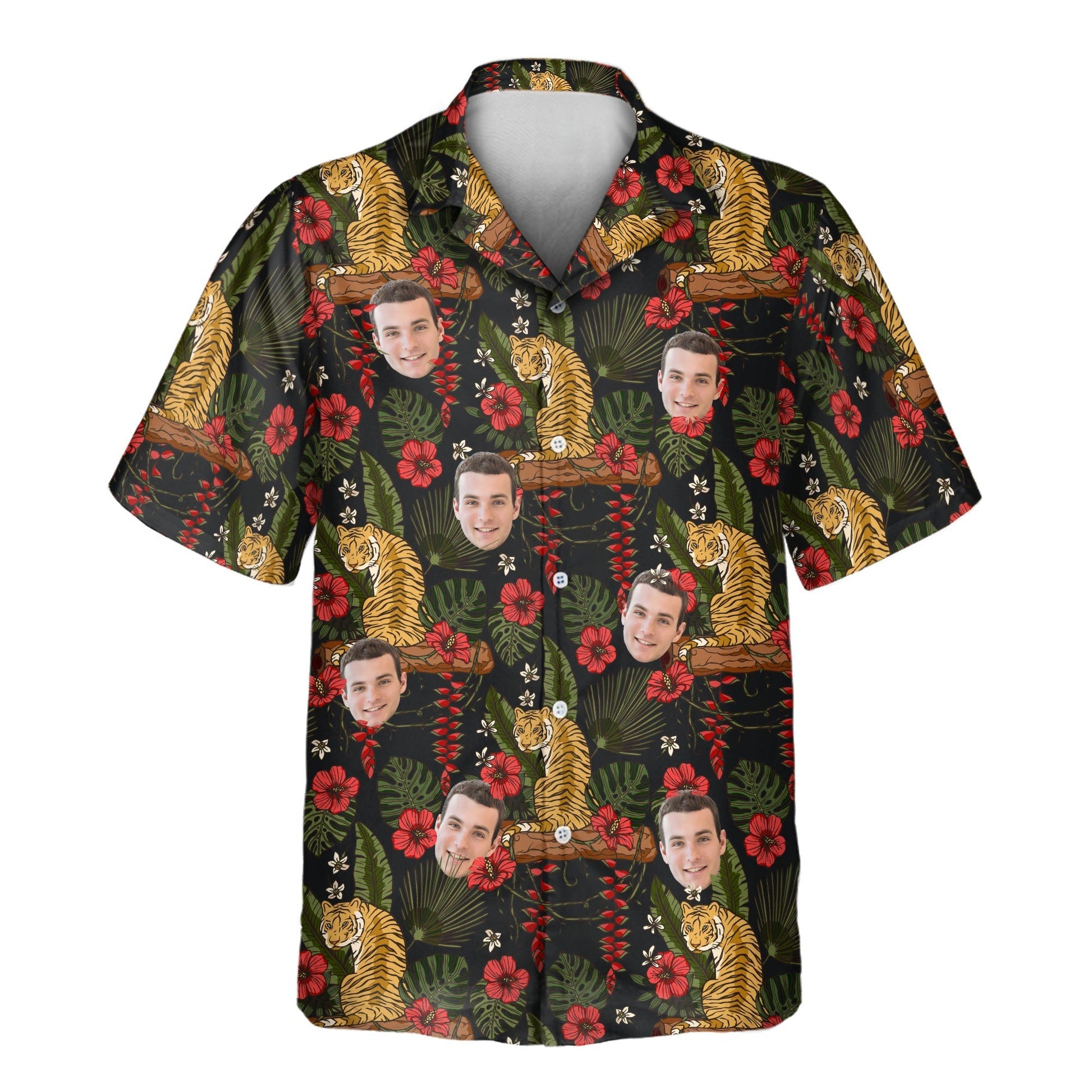 Majestic Jungle Tiger | Aloha Custom Hawaiian Shirts with Faces or Logos Unisex T-shirt, Sweatshirt, Hoodie, Long Sleeve Tee - T-Shirt, Sweatshirt, Hoodie