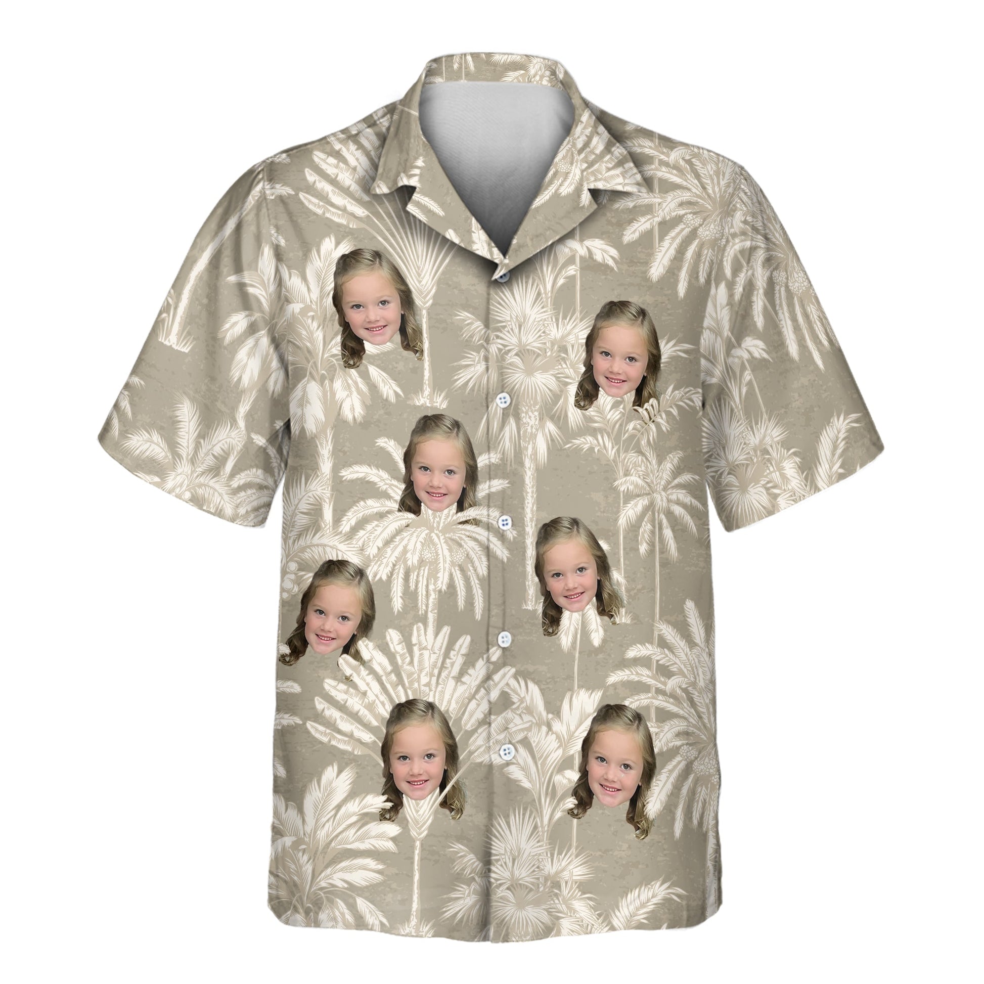 Monochrome Tropics in Cotton Grey | Aloha Custom Hawaiian Shirts with Faces or Logos Unisex T-shirt, Sweatshirt, Hoodie, Long Sleeve Tee - T-Shirt, Sweatshirt, Hoodie