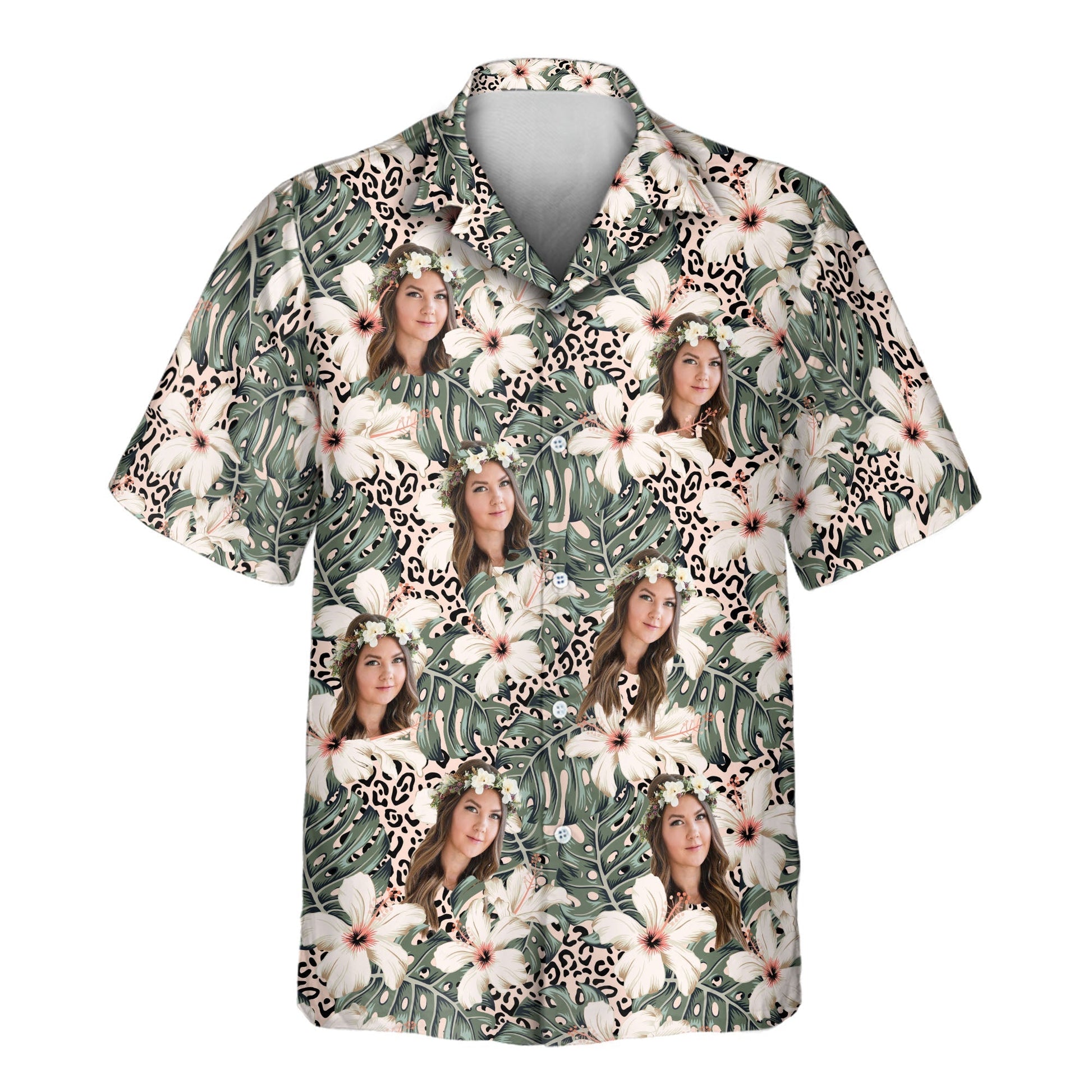 Monstera & Hibiscus Dream | Aloha Custom Hawaiian Shirts with Faces or Logos Unisex T-shirt, Sweatshirt, Hoodie, Long Sleeve Tee - T-Shirt, Sweatshirt, Hoodie