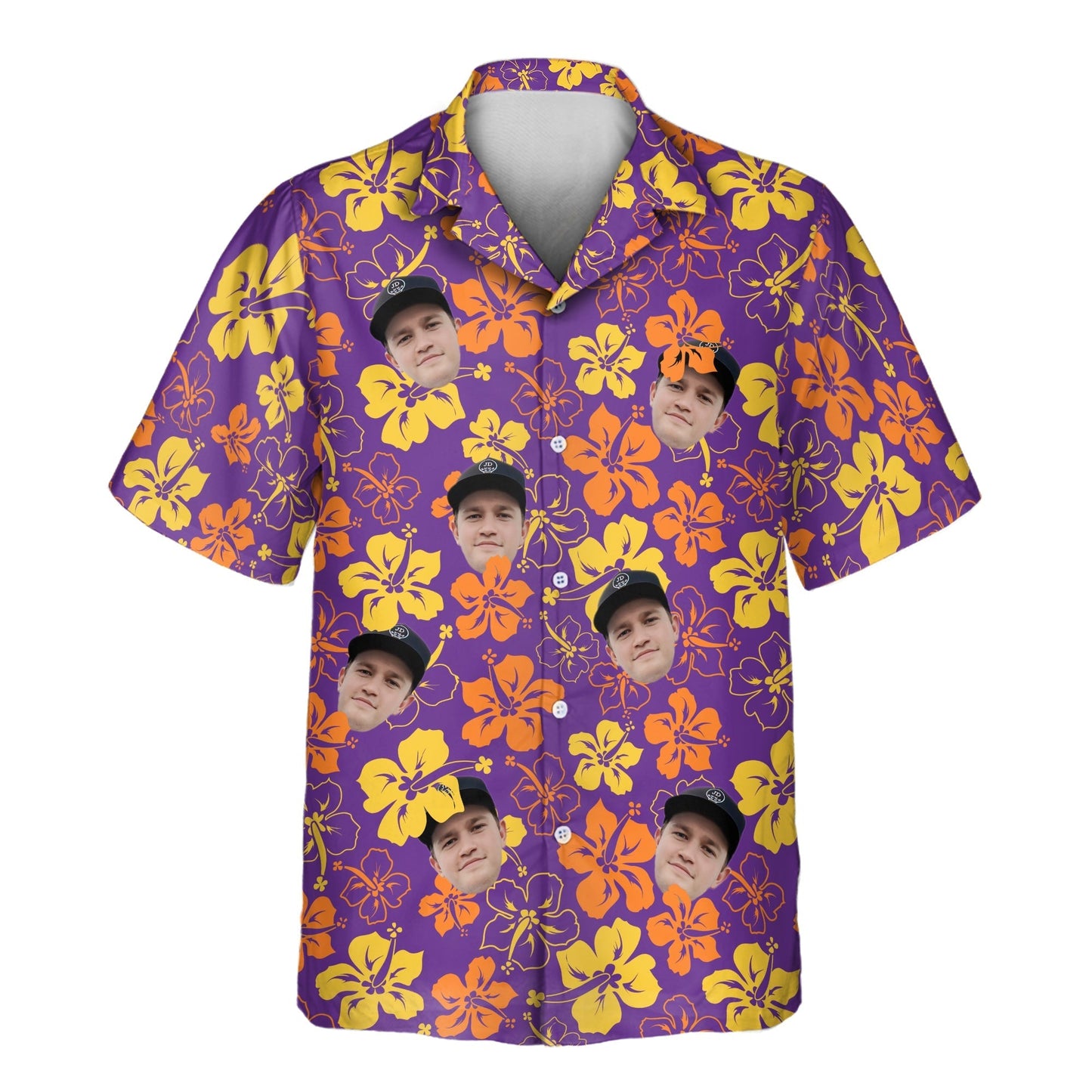 Purple Floral Hibiscus | Aloha Custom Hawaiian Shirts with Faces or Logos Unisex T-shirt, Sweatshirt, Hoodie, Long Sleeve Tee - T-Shirt, Sweatshirt, Hoodie
