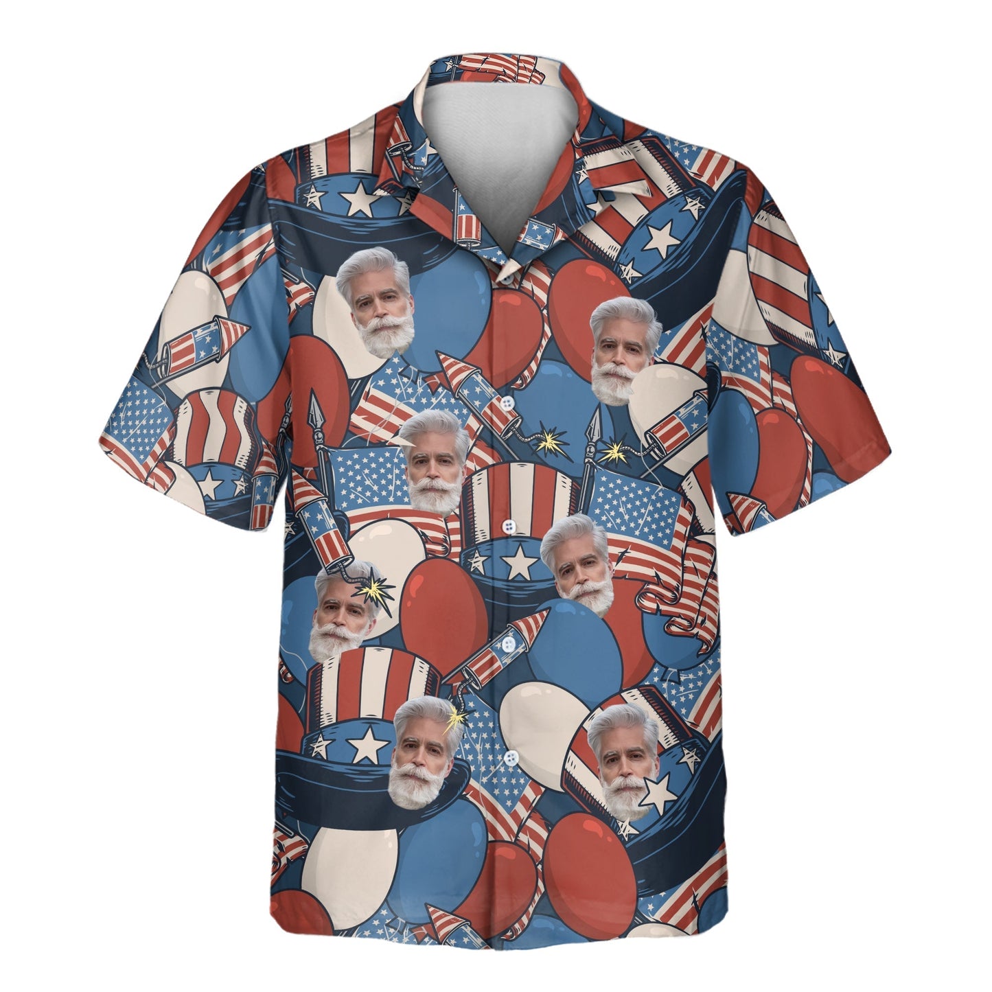 Retro American Patriotism | Aloha Custom Hawaiian Shirts with Faces or Logos Unisex T-shirt, Sweatshirt, Hoodie, Long Sleeve Tee - T-Shirt, Sweatshirt, Hoodie