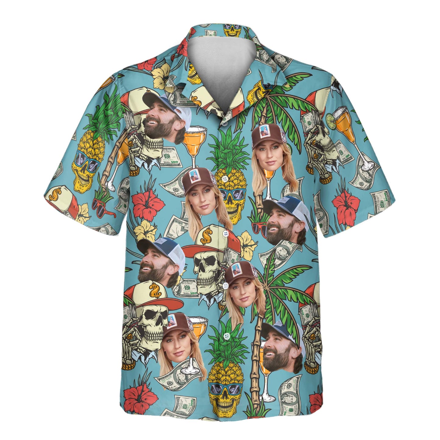 Rich Skull Paradise | Aloha Custom Hawaiian Shirts with Faces or Logos Unisex T-shirt, Sweatshirt, Hoodie, Long Sleeve Tee - T-Shirt, Sweatshirt, Hoodie