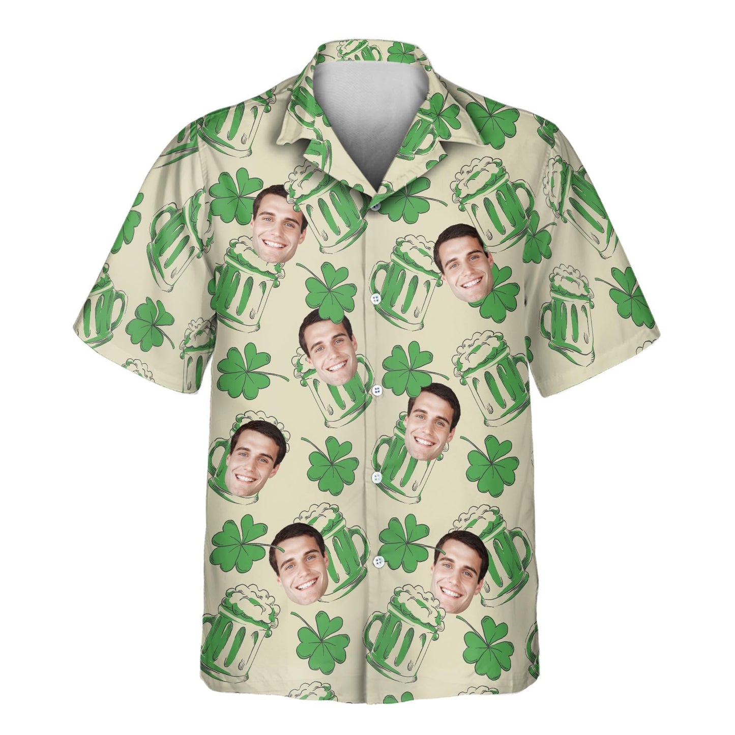 Shamrock Celebration | Aloha Custom Hawaiian Shirts with Faces or Logos Unisex T-shirt, Sweatshirt, Hoodie, Long Sleeve Tee - T-Shirt, Sweatshirt, Hoodie