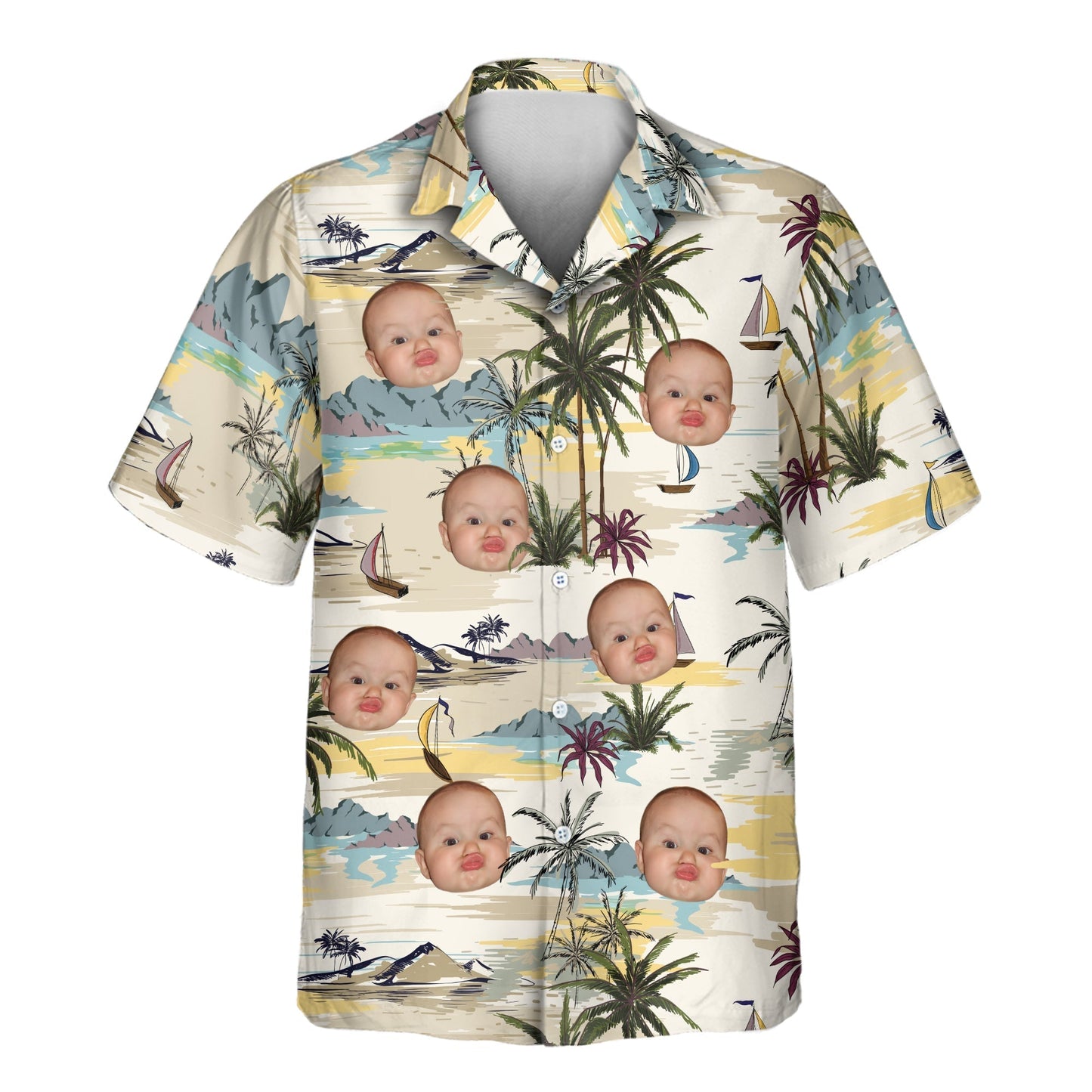 Tranquil Island | Aloha Custom Hawaiian Shirts with Faces or Logos Unisex T-shirt, Sweatshirt, Hoodie, Long Sleeve Tee - T-Shirt, Sweatshirt, Hoodie