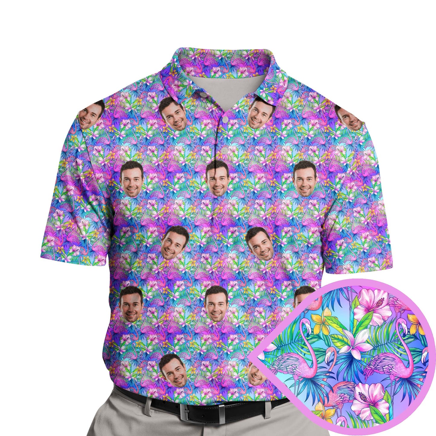 Tropical Bloom Flamingo | Funny Golf Shirts with Faces or Logos Unisex T-shirt, Sweatshirt, Hoodie, Long Sleeve Tee - T-Shirt, Sweatshirt, Hoodie