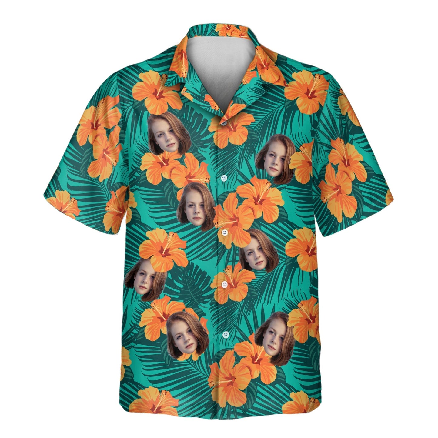 Tropical Flowers and Palm Leaves | Aloha Custom Hawaiian Shirts with Faces or Logos Unisex T-shirt, Sweatshirt, Hoodie, Long Sleeve Tee - T-Shirt, Sweatshirt, Hoodie