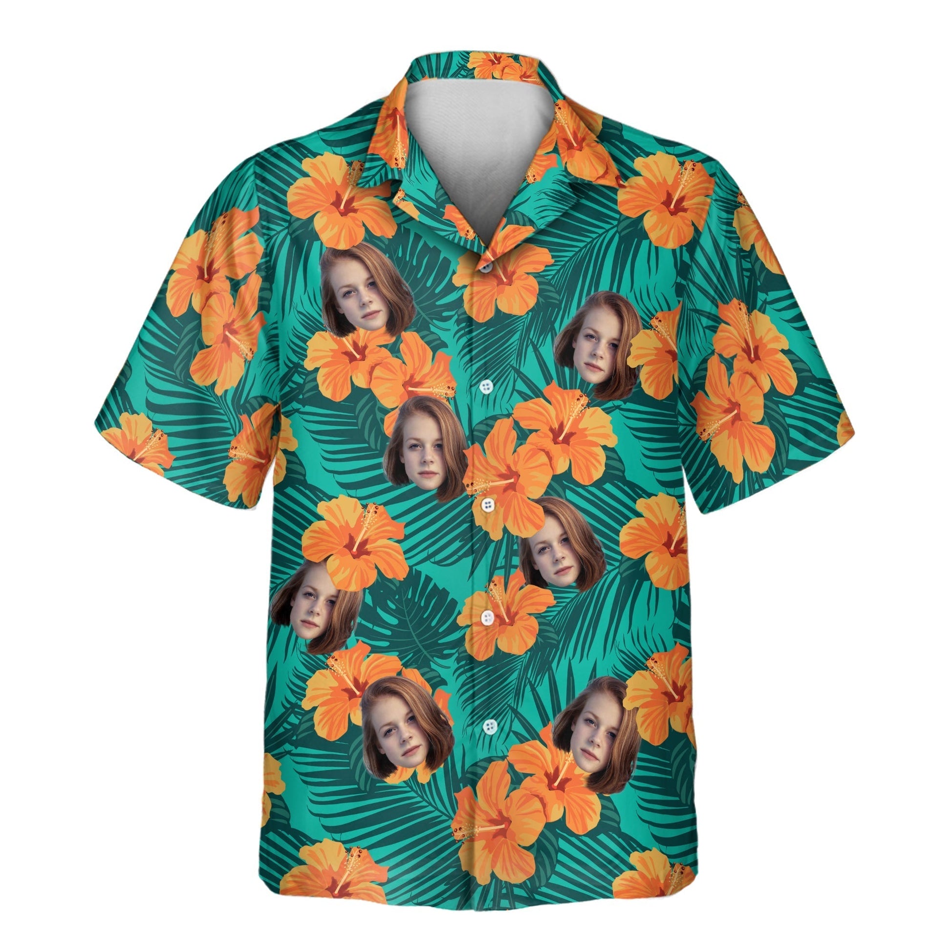 Tropical Flowers and Palm Leaves | Aloha Custom Hawaiian Shirts with Faces or Logos Unisex T-shirt, Sweatshirt, Hoodie, Long Sleeve Tee - T-Shirt, Sweatshirt, Hoodie