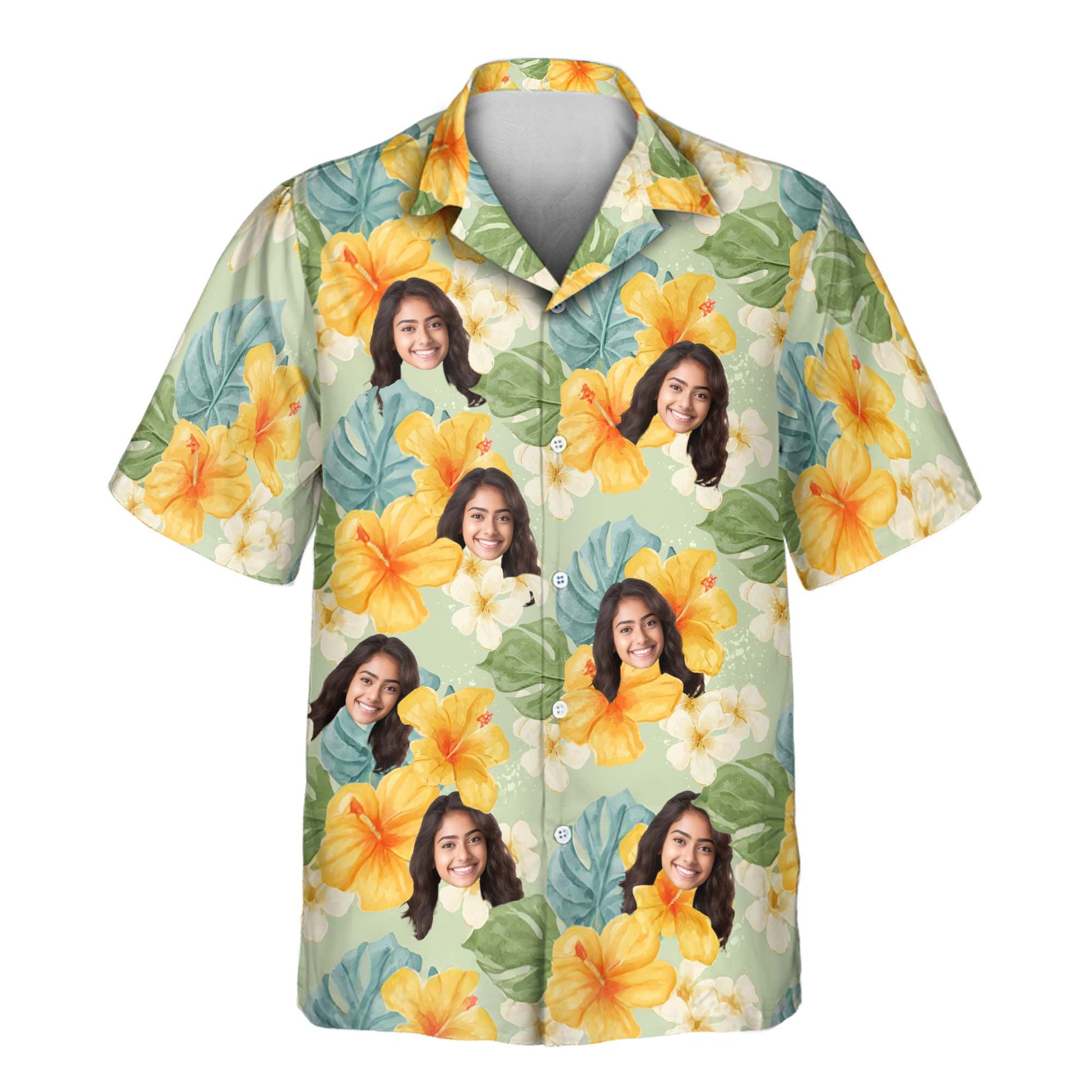 Tropical Hibiscus Vibes | Aloha Custom Hawaiian Shirts with Faces or Logos Unisex T-shirt, Sweatshirt, Hoodie, Long Sleeve Tee - T-Shirt, Sweatshirt, Hoodie