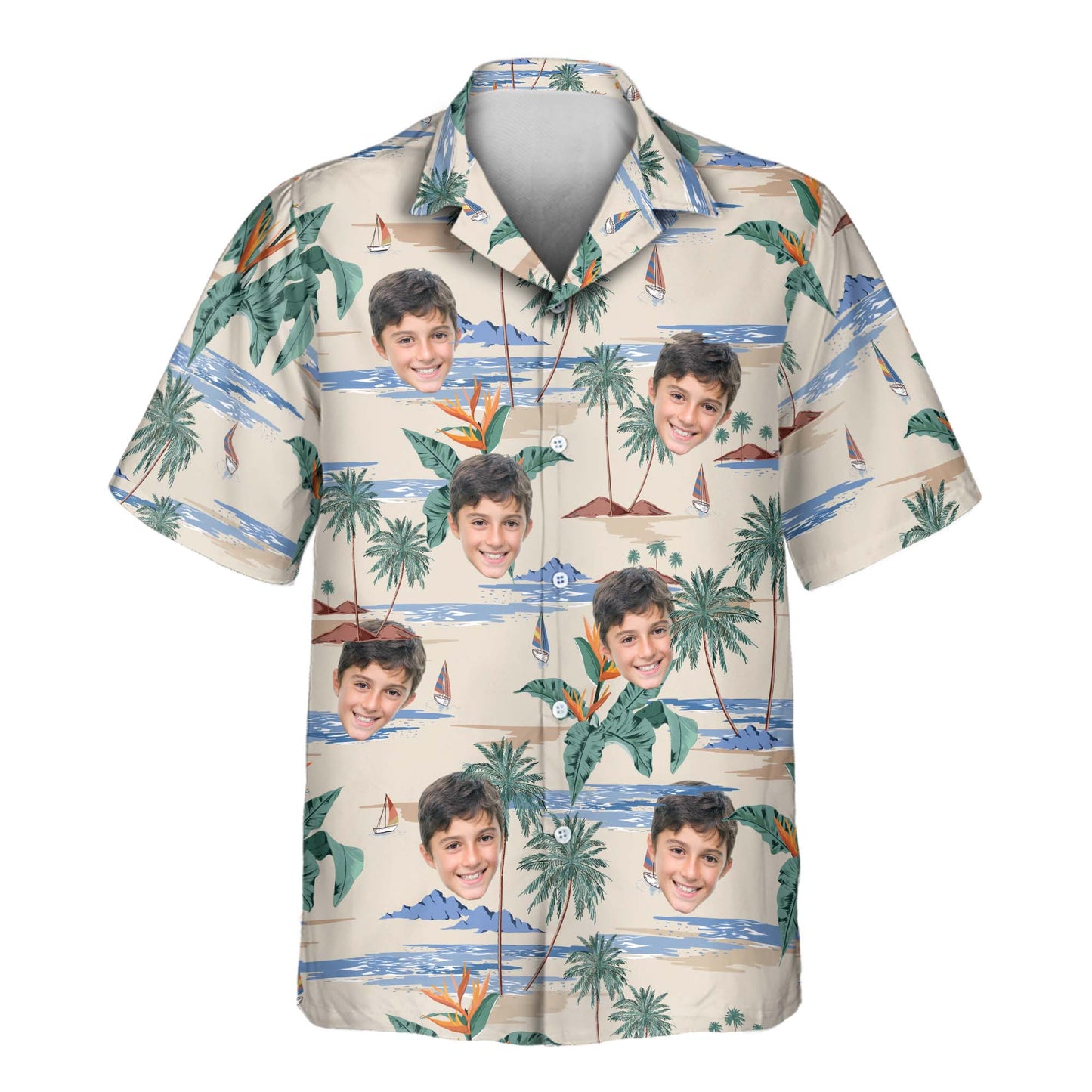 Tropical Island Paradise | Aloha Custom Hawaiian Shirts with Faces or Logos Unisex T-shirt, Sweatshirt, Hoodie, Long Sleeve Tee - T-Shirt, Sweatshirt, Hoodie