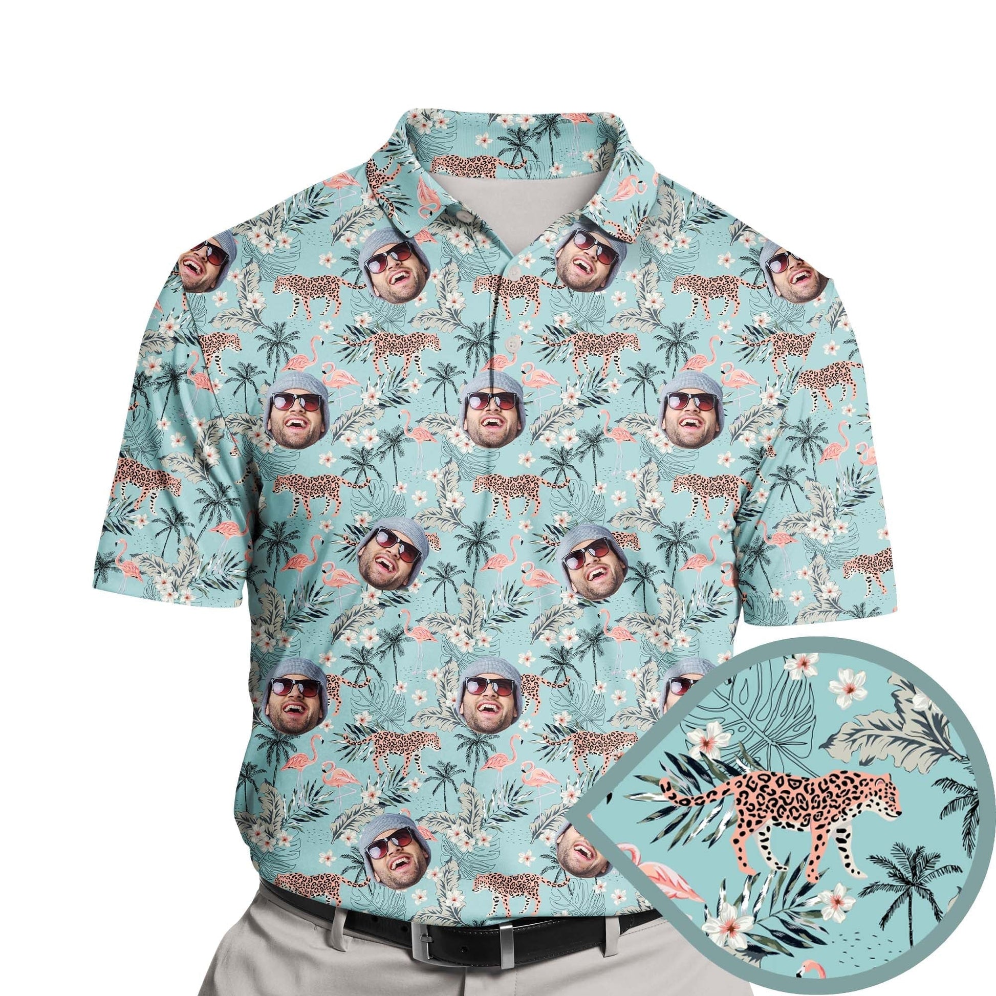 Tropical Leopard | Funny Golf Shirts with Faces or Logos Unisex T-shirt, Sweatshirt, Hoodie, Long Sleeve Tee - T-Shirt, Sweatshirt, Hoodie