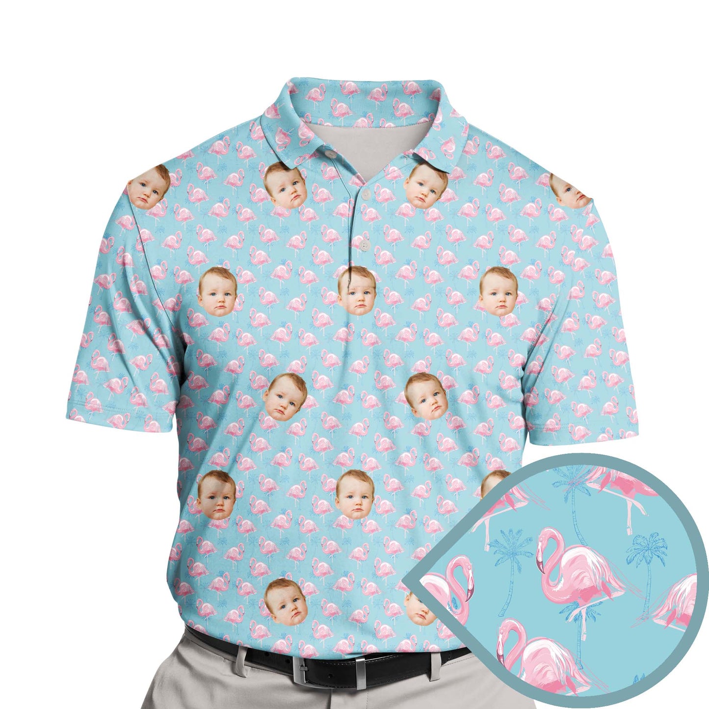 Tropical Pink Flamingo | Funny Golf Shirts with Faces or Logos Unisex T-shirt, Sweatshirt, Hoodie, Long Sleeve Tee - T-Shirt, Sweatshirt, Hoodie