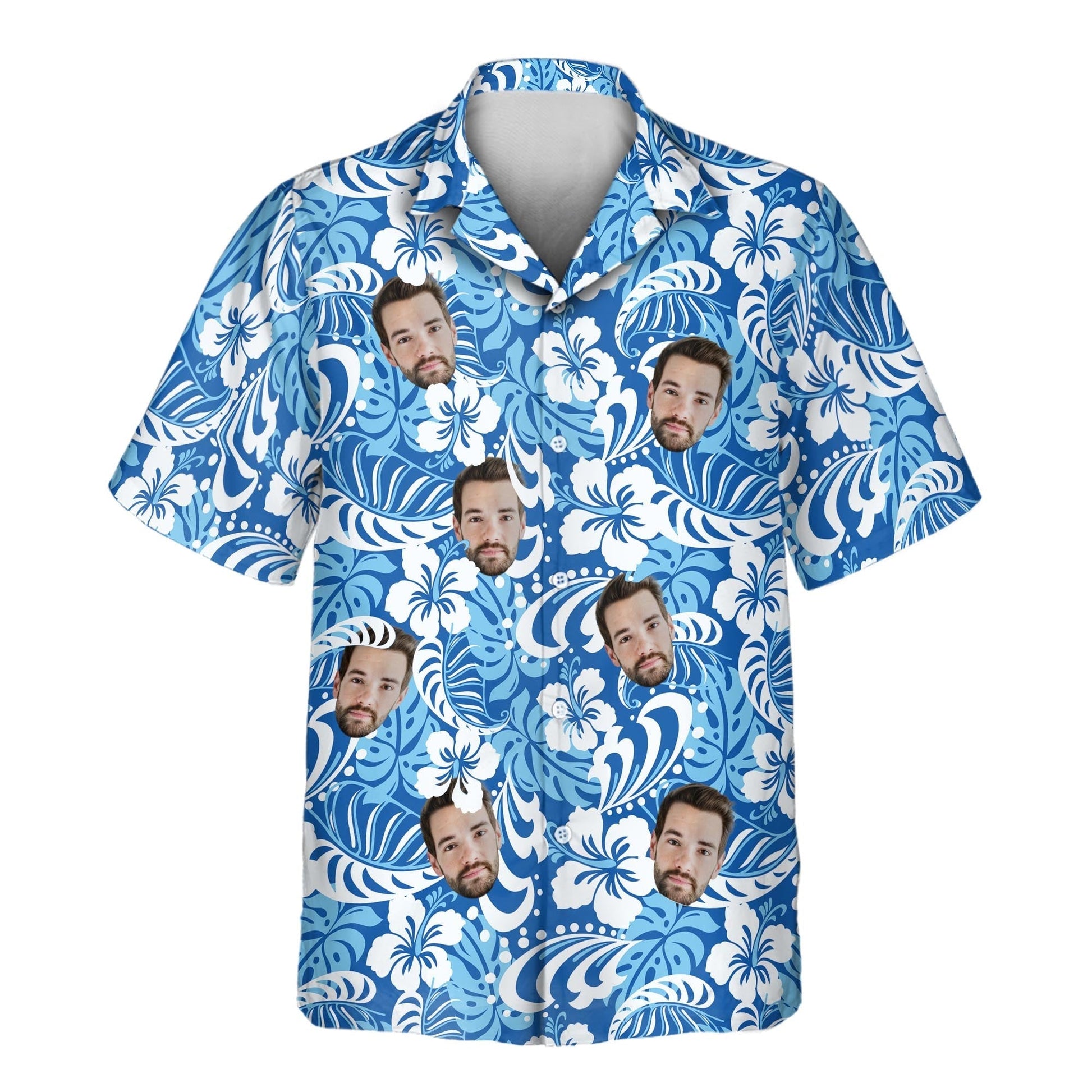 Royal Blue Tropics | Aloha Custom Hawaiian Shirts with Faces or Logos Unisex T-shirt, Sweatshirt, Hoodie, Long Sleeve Tee - T-Shirt, Sweatshirt, Hoodie