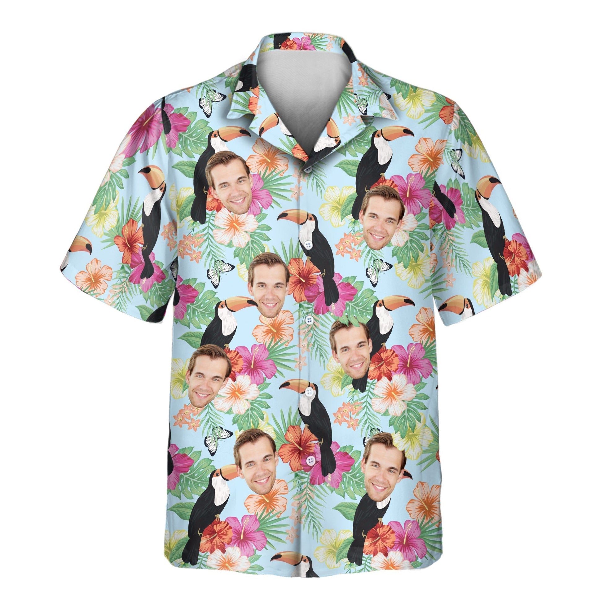 Tropical Toucan | Aloha Custom Hawaiian Shirts with Faces or Logos Unisex T-shirt, Sweatshirt, Hoodie, Long Sleeve Tee - T-Shirt, Sweatshirt, Hoodie