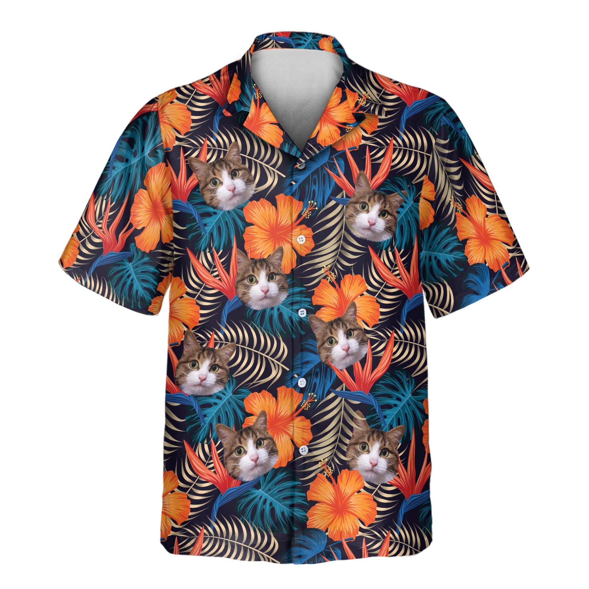 Vibrant Tropical Floral | Aloha Custom Hawaiian Shirts with Faces or Logos Unisex T-shirt, Sweatshirt, Hoodie, Long Sleeve Tee - T-Shirt, Sweatshirt, Hoodie