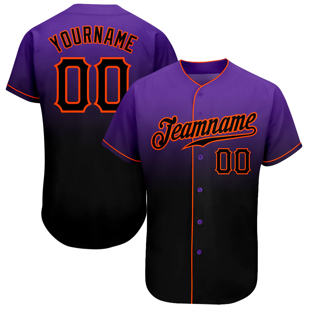 Custom Purple Black-Orange Authentic Fade Fashion Baseball Jersey Unisex T-shirt, Sweatshirt, Hoodie, Long Sleeve Tee - T-Shirt, Sweatshirt, Hoodie