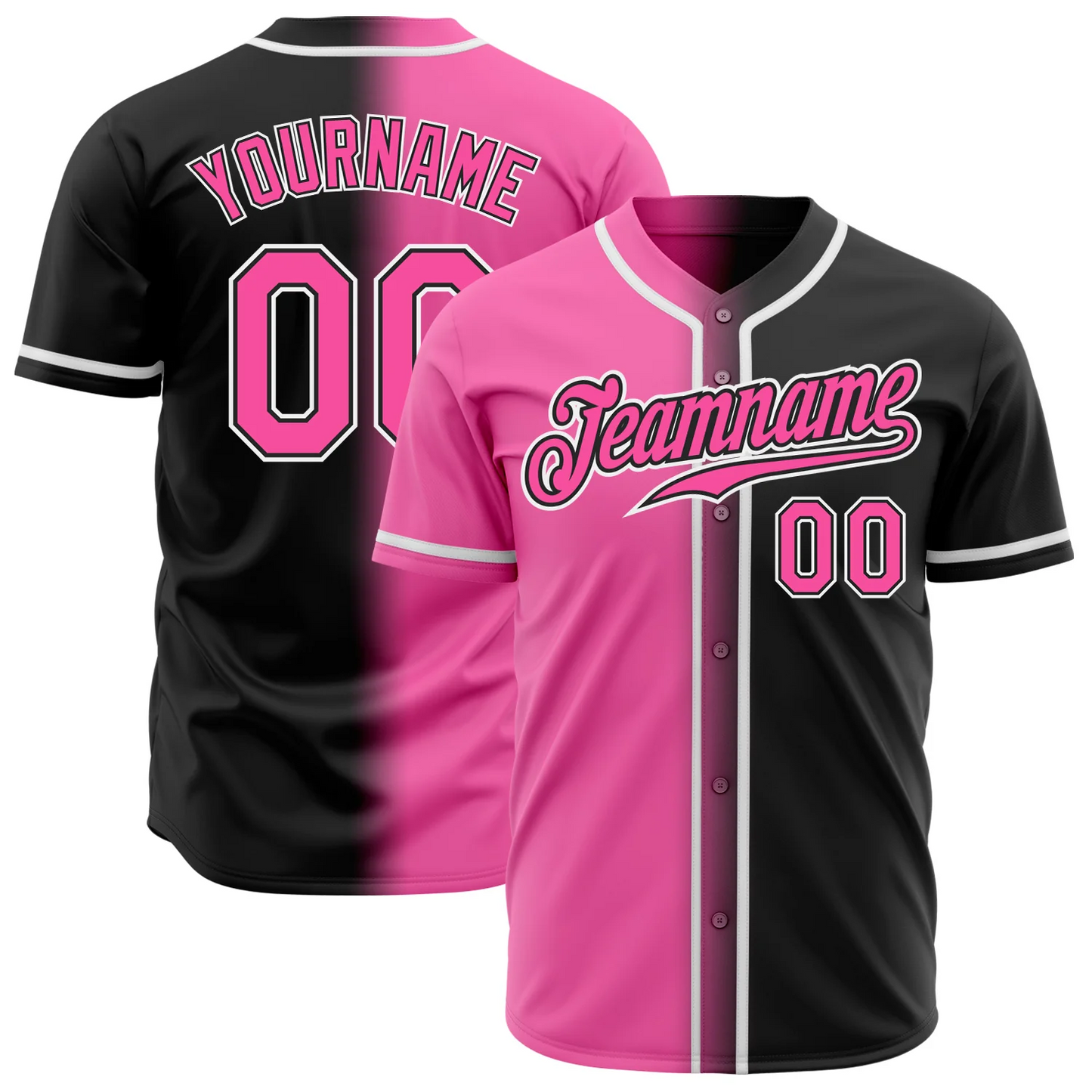 Custom Black Pink-White Authentic Fade Fashion Baseball Jersey Unisex T-shirt, Sweatshirt, Hoodie, Long Sleeve Tee - T-Shirt, Sweatshirt, Hoodie