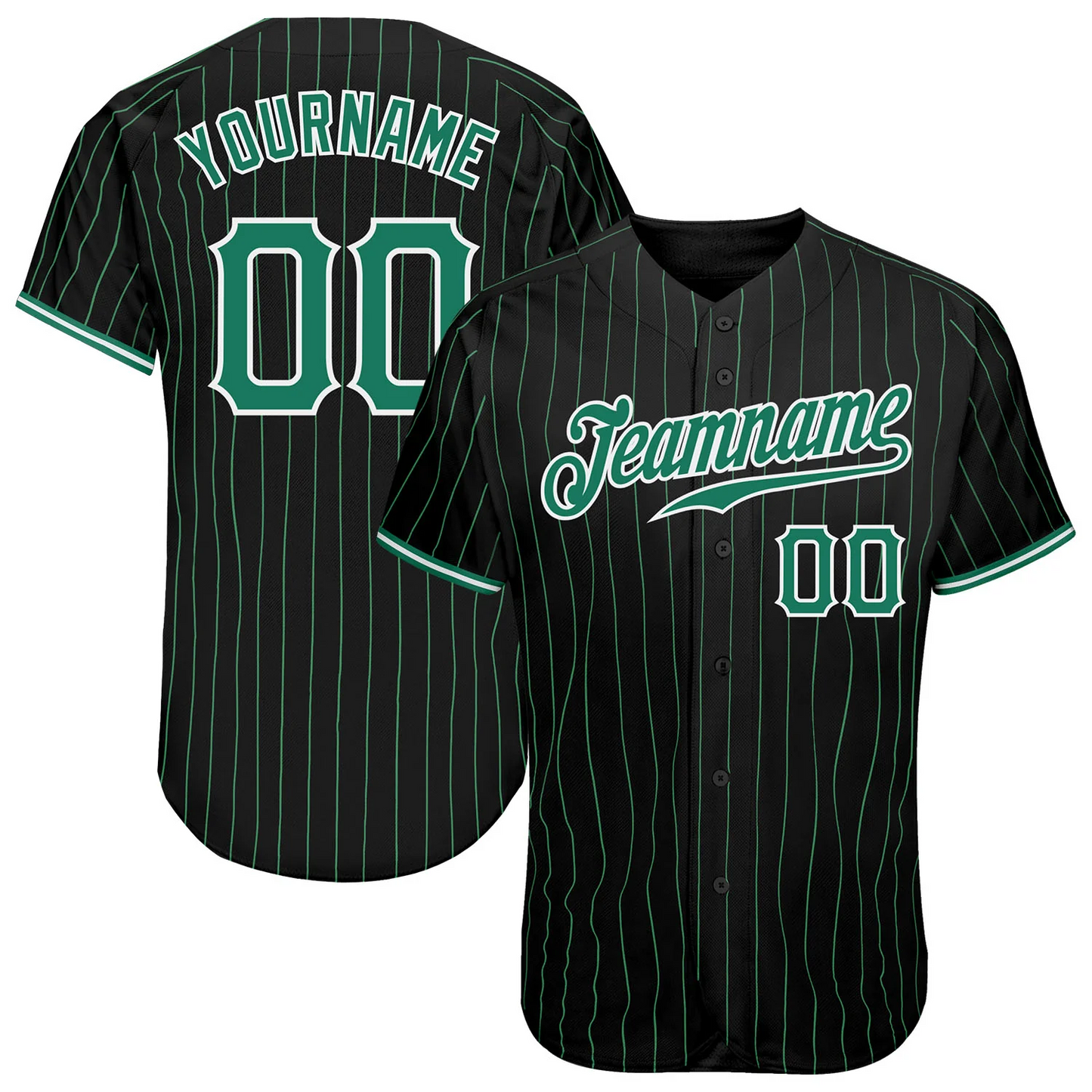 Custom Black Kelly Green Pinstripe Kelly Green-White Authentic Baseball Jersey Unisex T-shirt, Sweatshirt, Hoodie, Long Sleeve Tee - T-Shirt, Sweatshirt, Hoodie