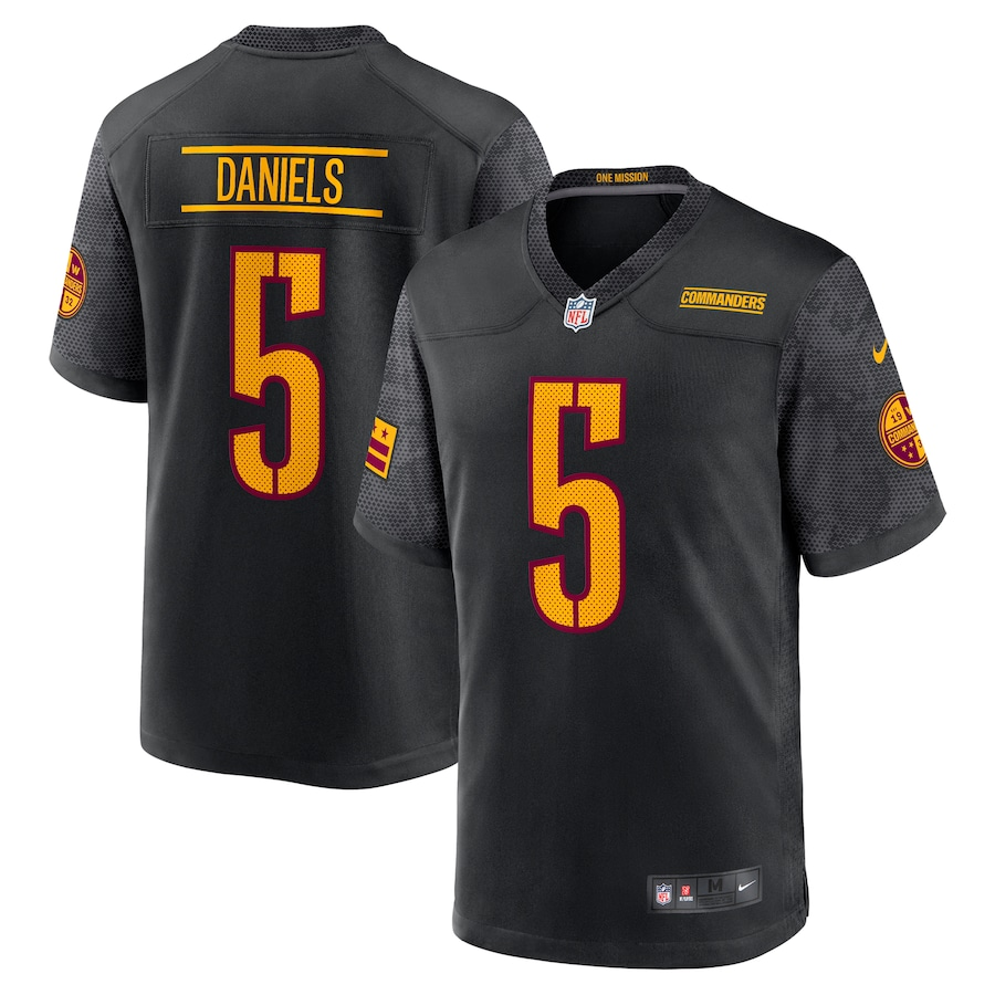 Washington Commanders Jayden Daniels Carbon Black Fashion Jersey football jersey product view 1