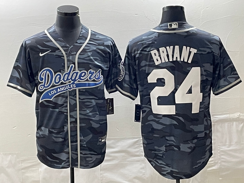 Men's Los Angeles Dodgers Kris Bryant Grey Camouflage Player Jersey Joint Edition basketball jersey product view 1