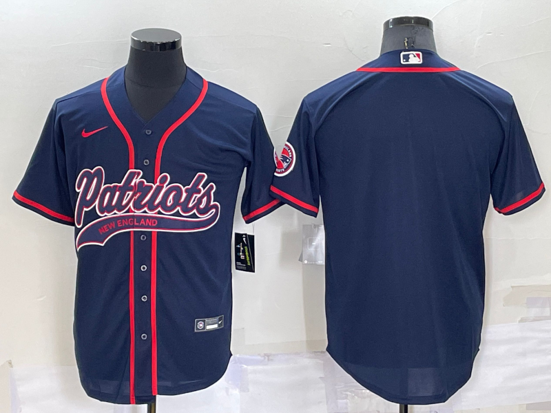 Men's New England Patriots Navy Blank Jersey football jersey product view 1