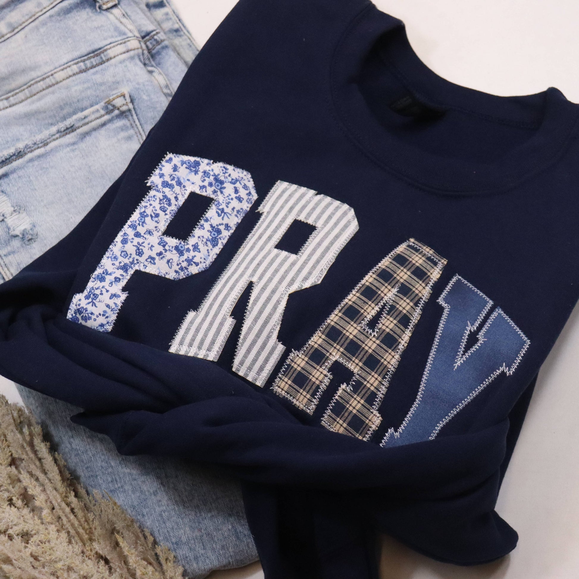 Navy Pray Christian Faith Sweatshirt Unisex T-shirt, Sweatshirt, Hoodie, Long Sleeve Tee - T-Shirt, Sweatshirt, Hoodie