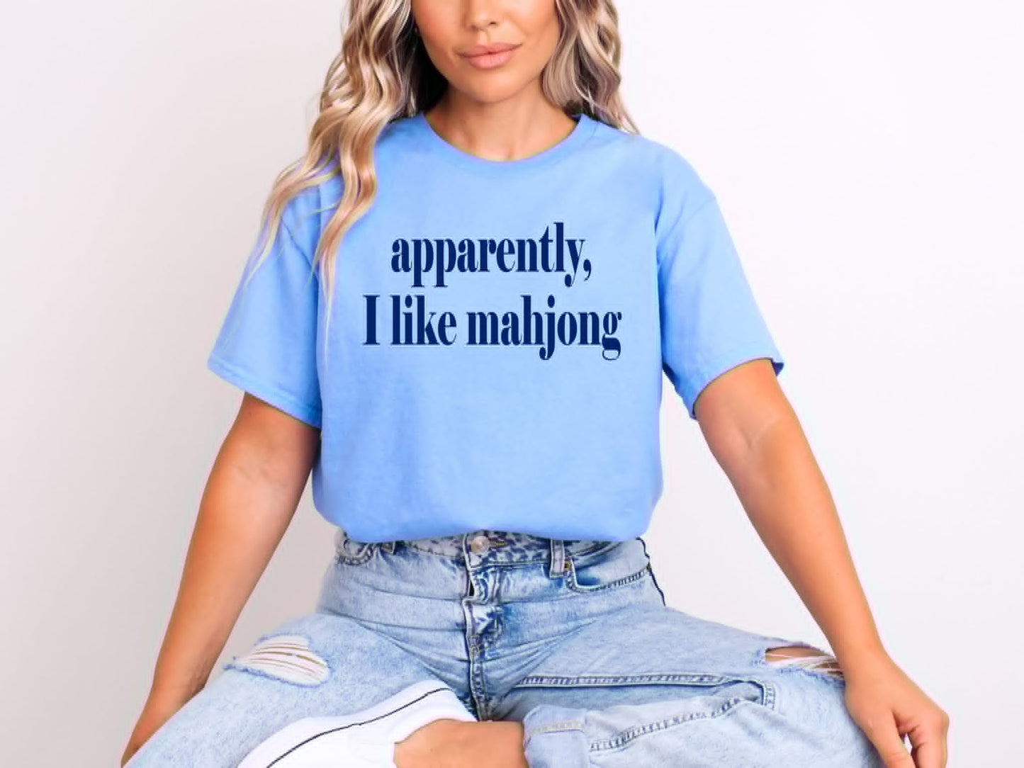 Vintage Apparently, I Like Mahjong Blue Bella Graphic Tee Unisex T-shirt, Sweatshirt, Hoodie, Long Sleeve Tee - T-Shirt, Sweatshirt, Hoodie