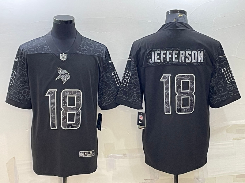 Men's Minnesota Vikings Justin Jefferson Black RFLCTV Limited Jersey football jersey product view 1