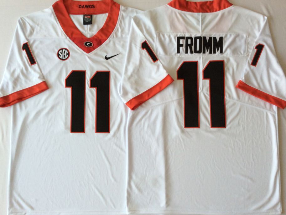 Men's Georgia Bulldogs Jake Fromm #11 White Player Game Jersey sports jersey product view 1