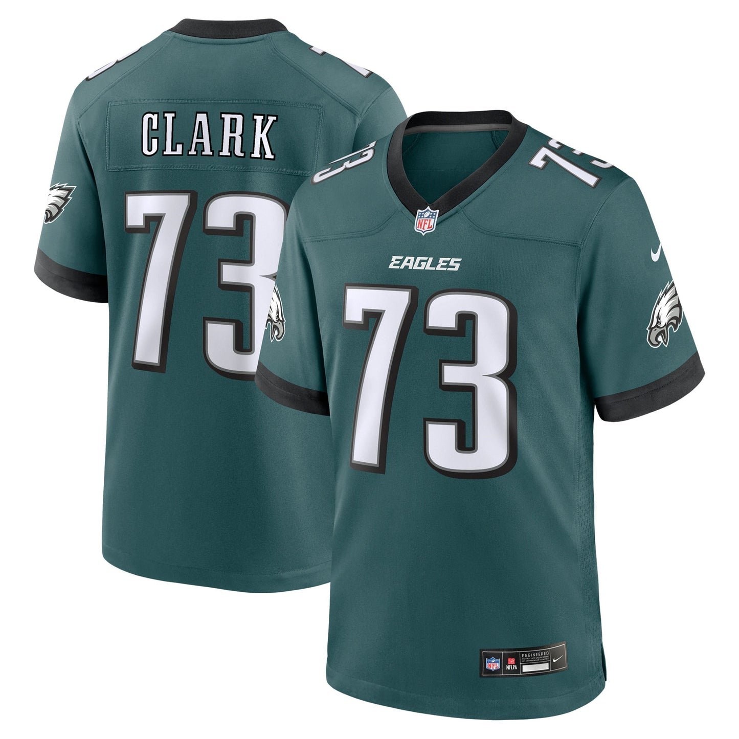 Le'Raven Clark Philadelphia Eagles Team Game Jersey - Midnight Green football jersey product view 1