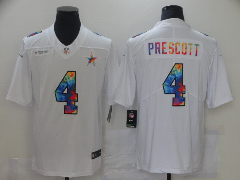 Men's Dallas Cowboys Dak Prescott #4 White Game Jersey1 football jersey product view 1