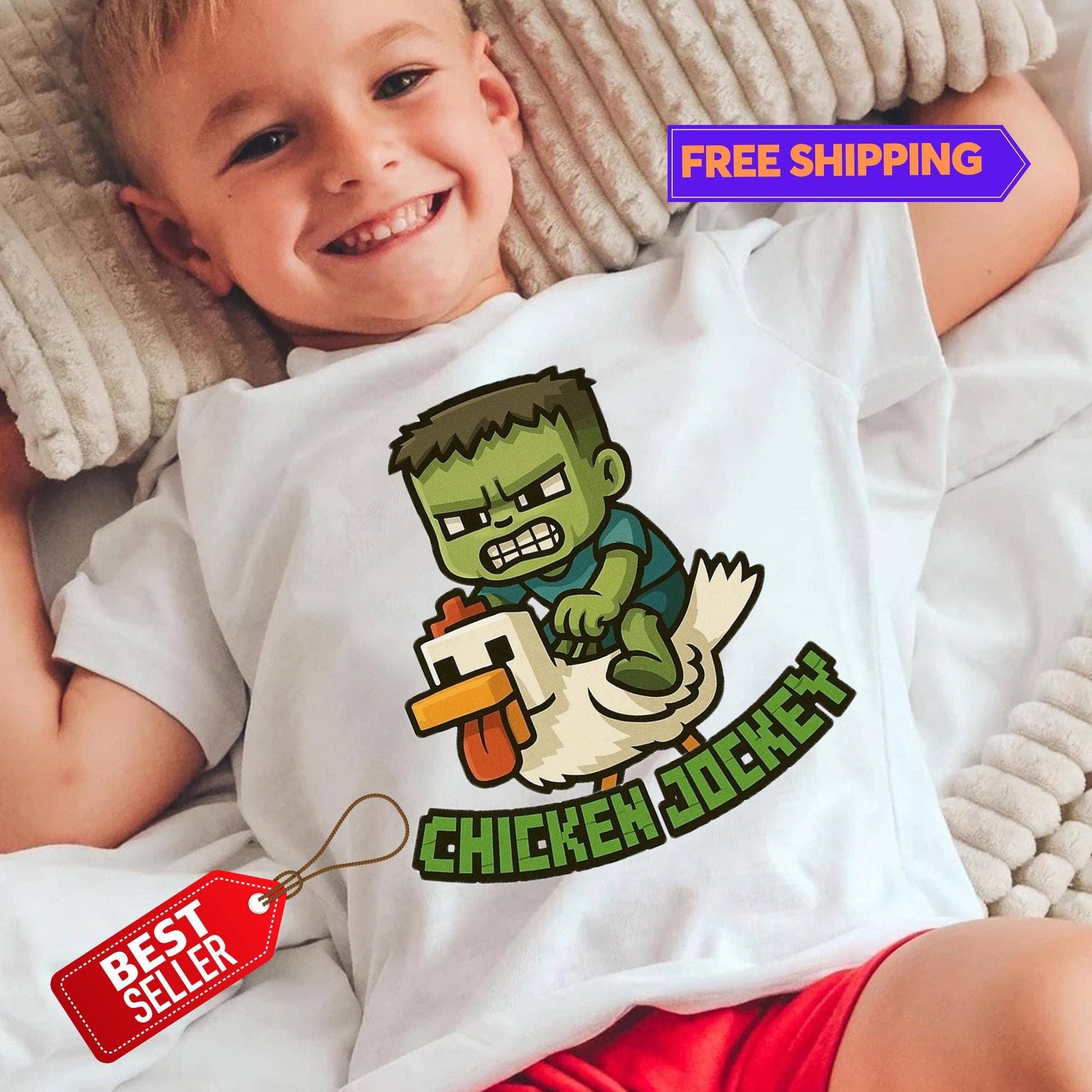 Chicken Jockey Gamer Tee, Funny Cartoon Toddler Shirt Unisex T-shirt, Sweatshirt, Hoodie, Long Sleeve Tee - T-Shirt, Sweatshirt, Hoodie