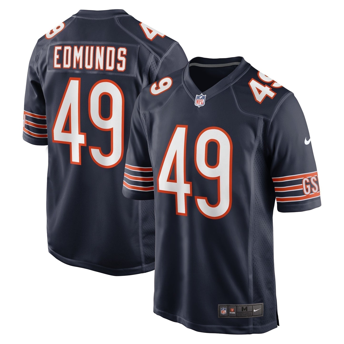 Tremaine Edmunds Chicago Bears Game Jersey - Navy football jersey product view 1