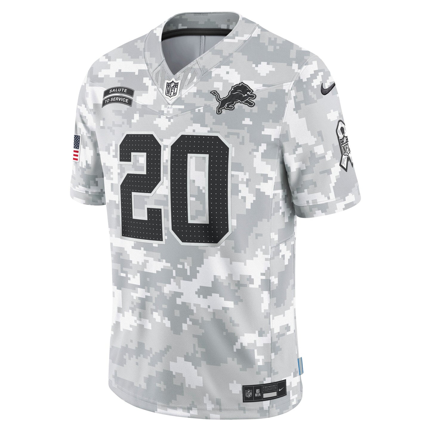 Barry Sanders Detroit Lions 2024 Salute to Service Retired Limited Jersey - Arctic Camo football jersey product view 2