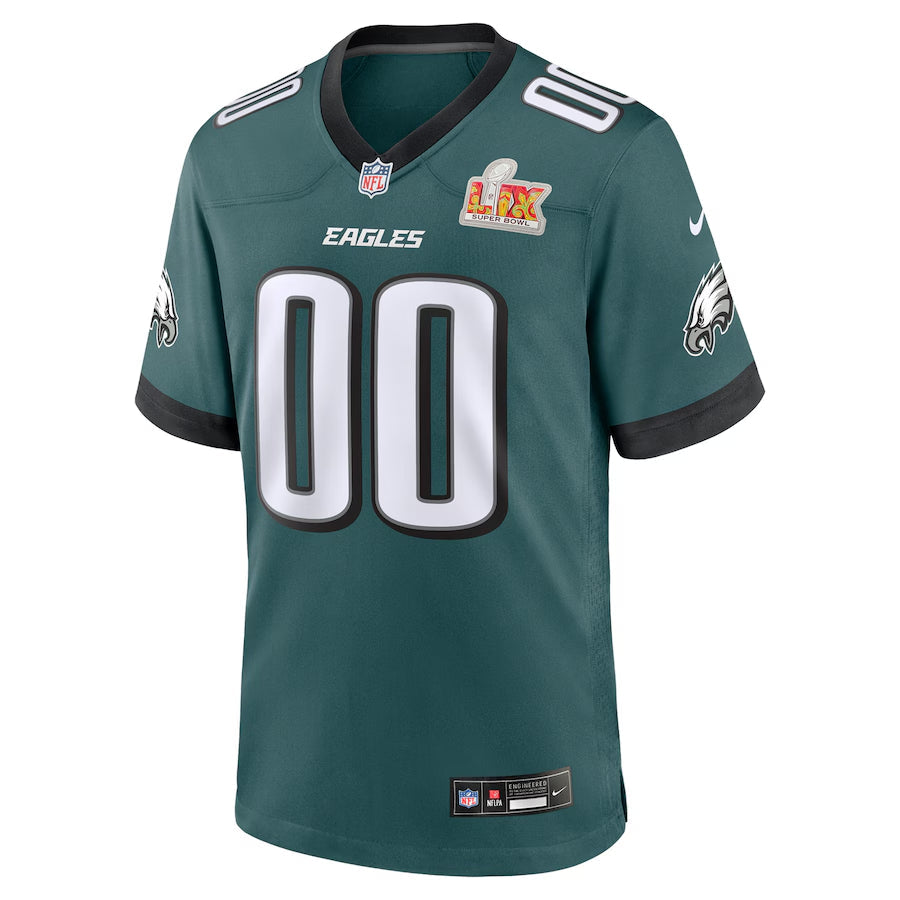 Men's Philadelphia Eagles Midnight Green Super Bowl LIX Custom Game Jersey football jersey product view 2