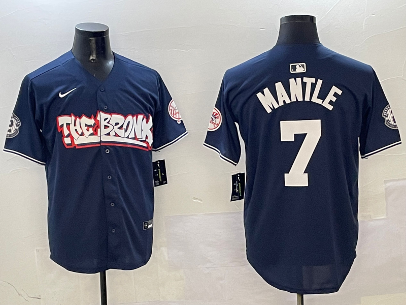 Men's New York Yankees Mickey Mantle Navy Limited Player Jersey baseball jersey product view 1