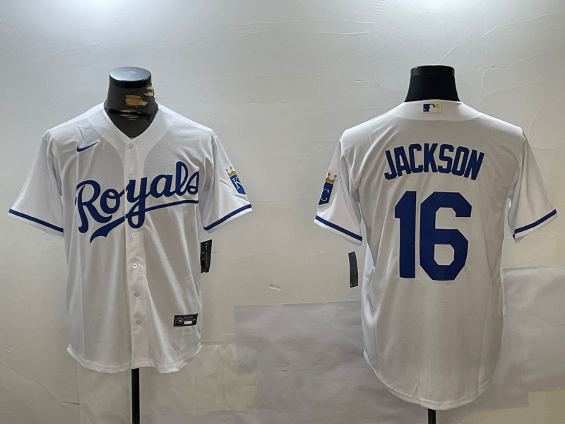 Men's Kansas City Royals Bo Jackson White Home Replica Player Jersey baseball jersey product view 1
